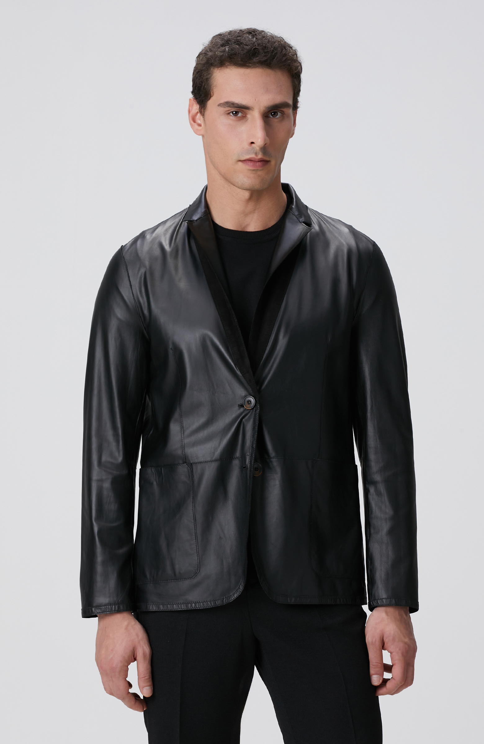 Siyah Çift Taraflı Deri Ceket