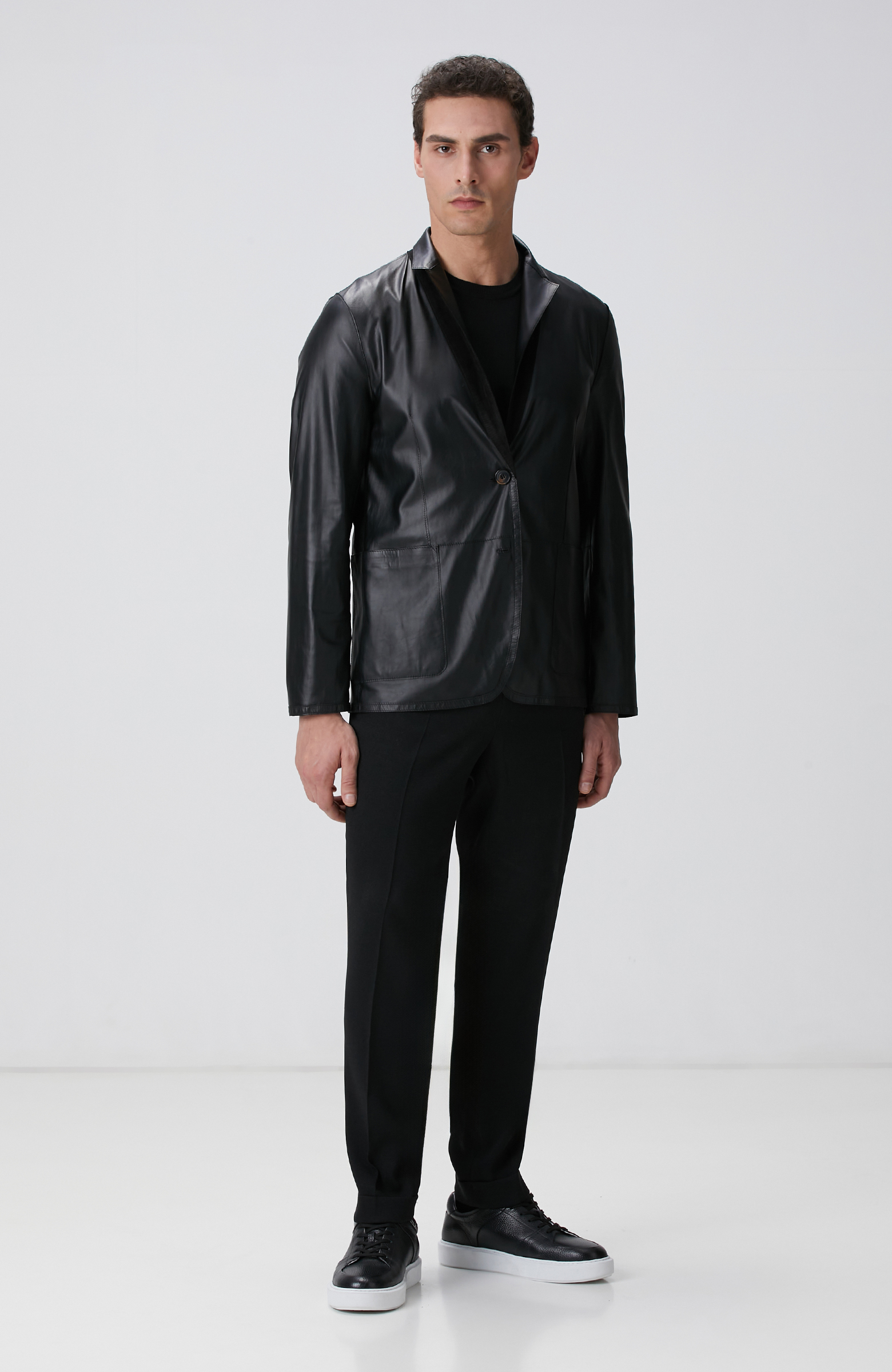 Siyah Çift Taraflı Deri Ceket