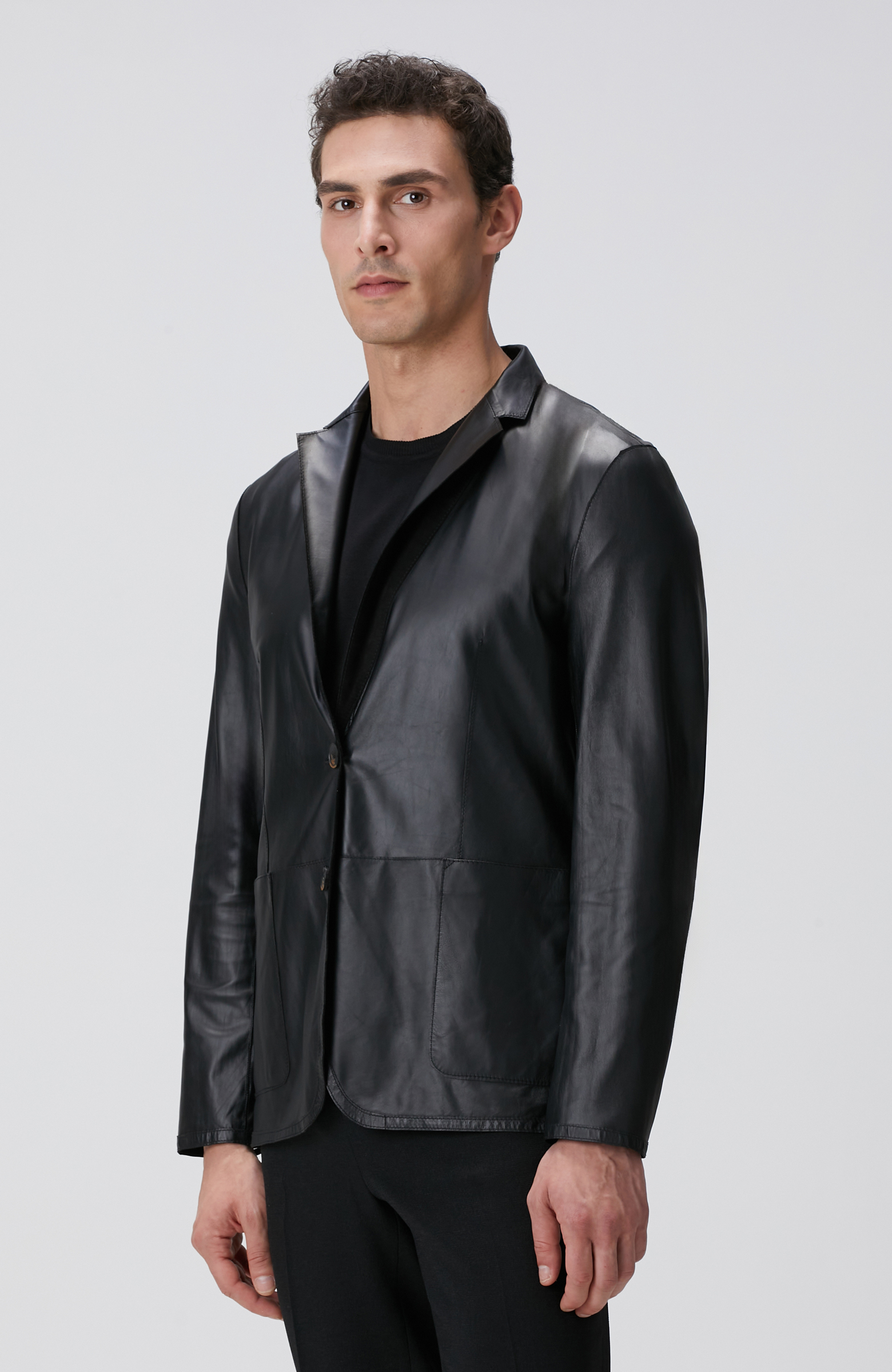 Siyah Çift Taraflı Deri Ceket