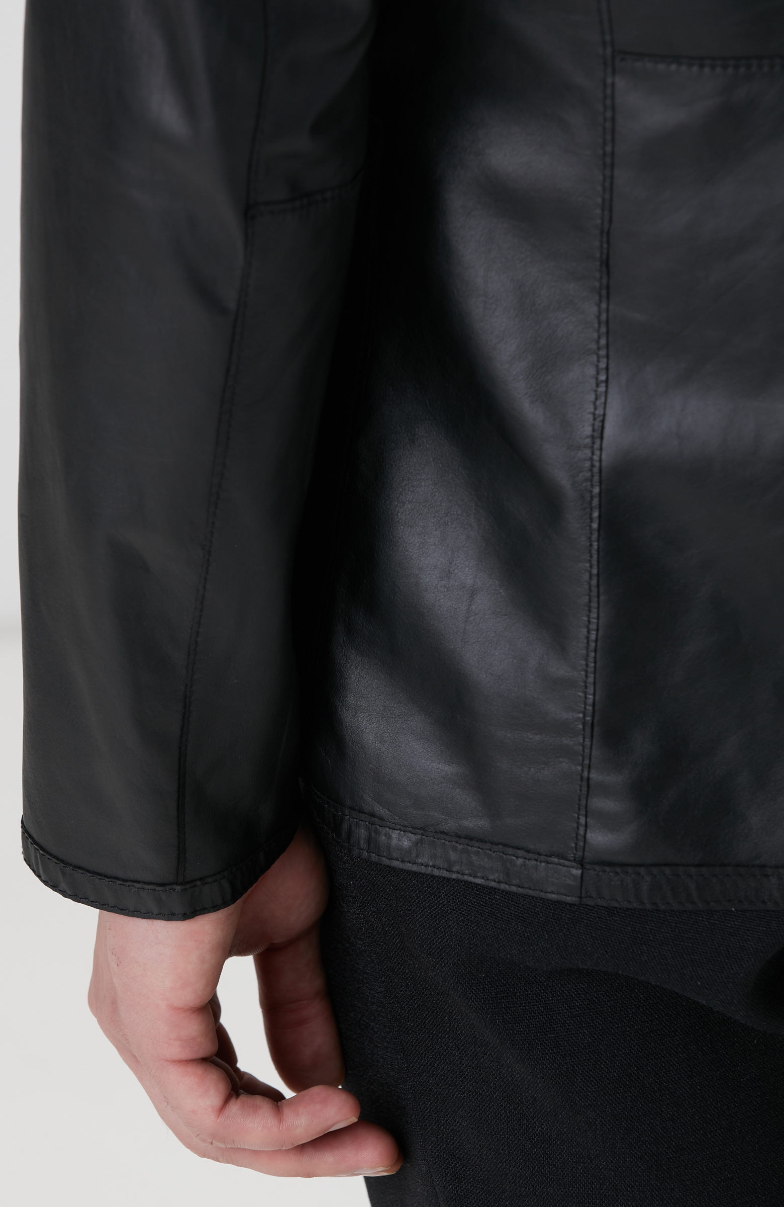 Siyah Çift Taraflı Deri Ceket