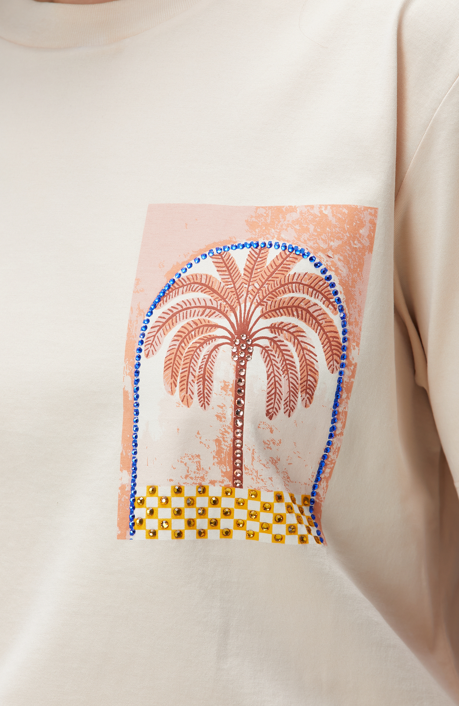 Bej Baskılı T-shirt