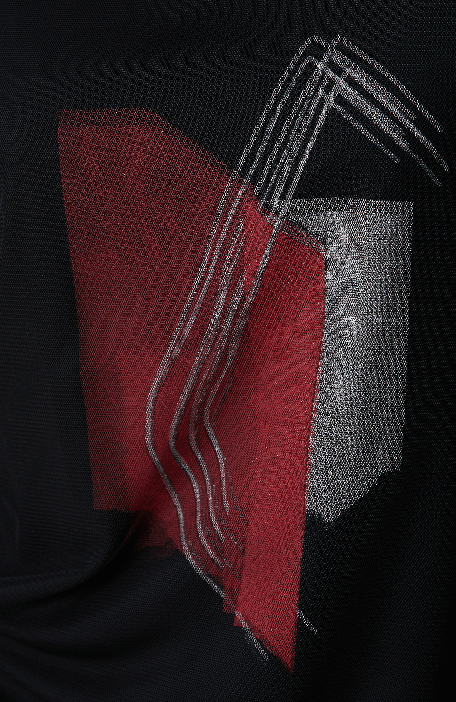 Siyah Tül Garnili T-shirt