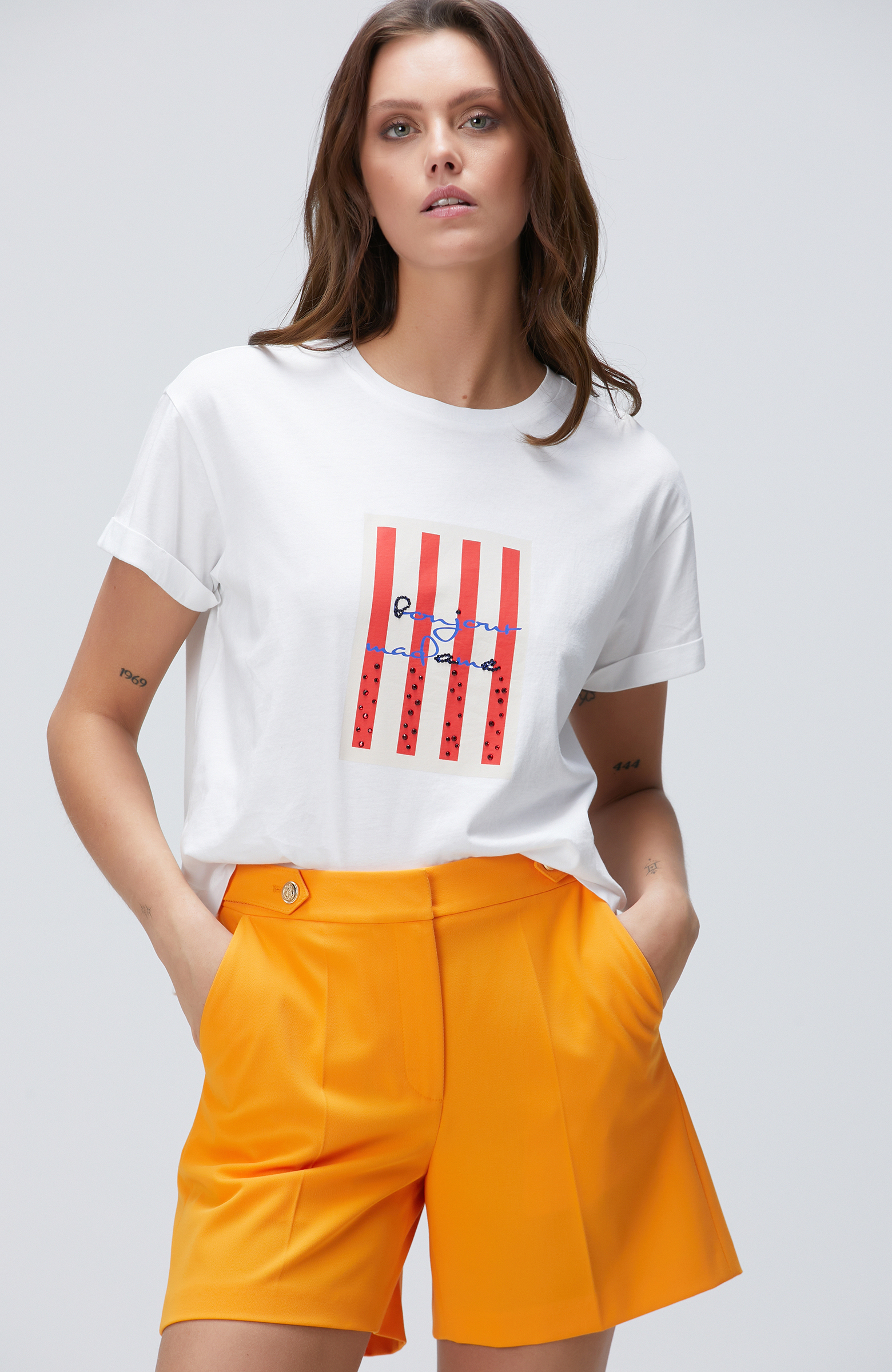 Beyaz Baskılı T-shirt