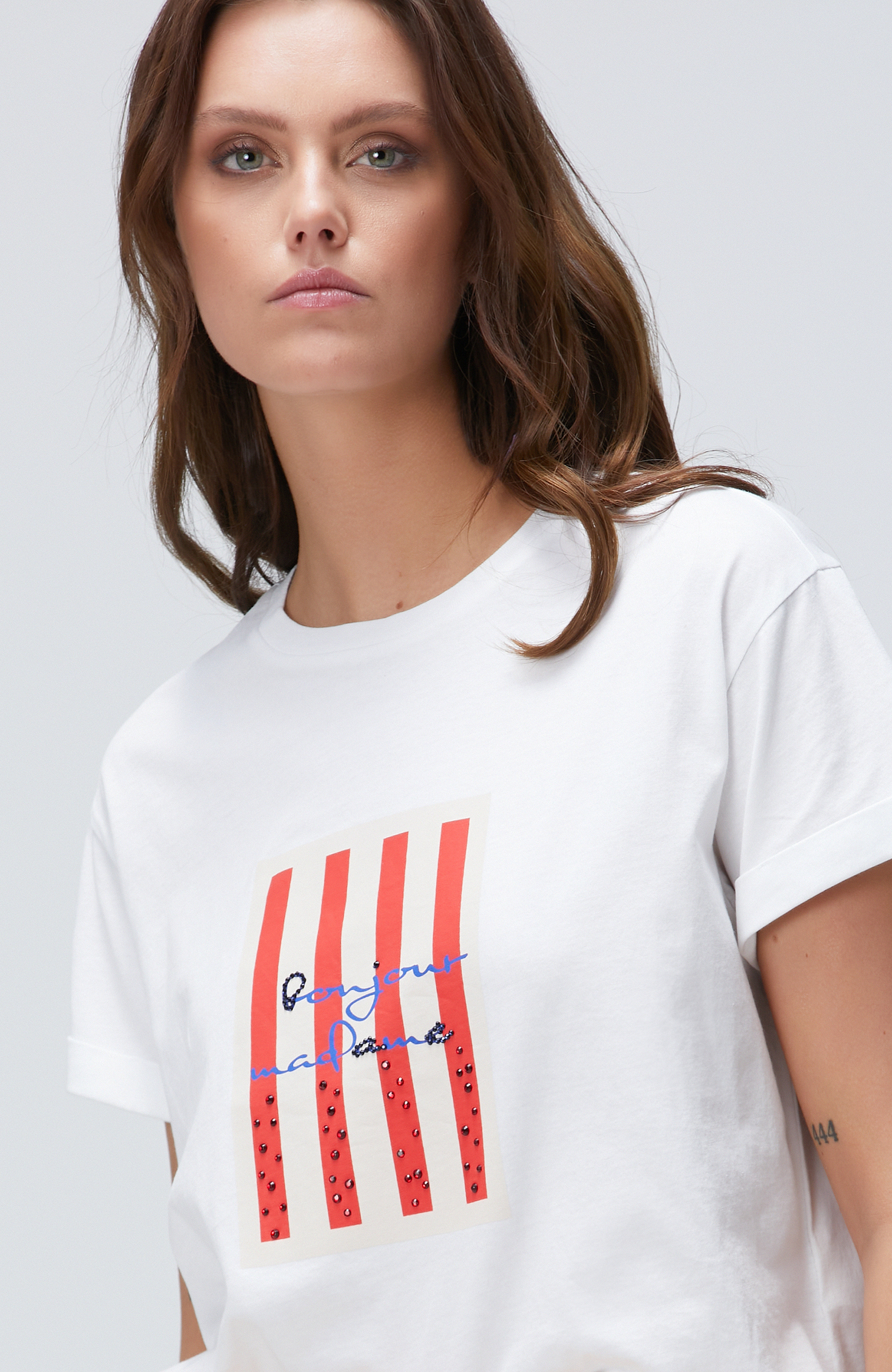 Beyaz Baskılı T-shirt