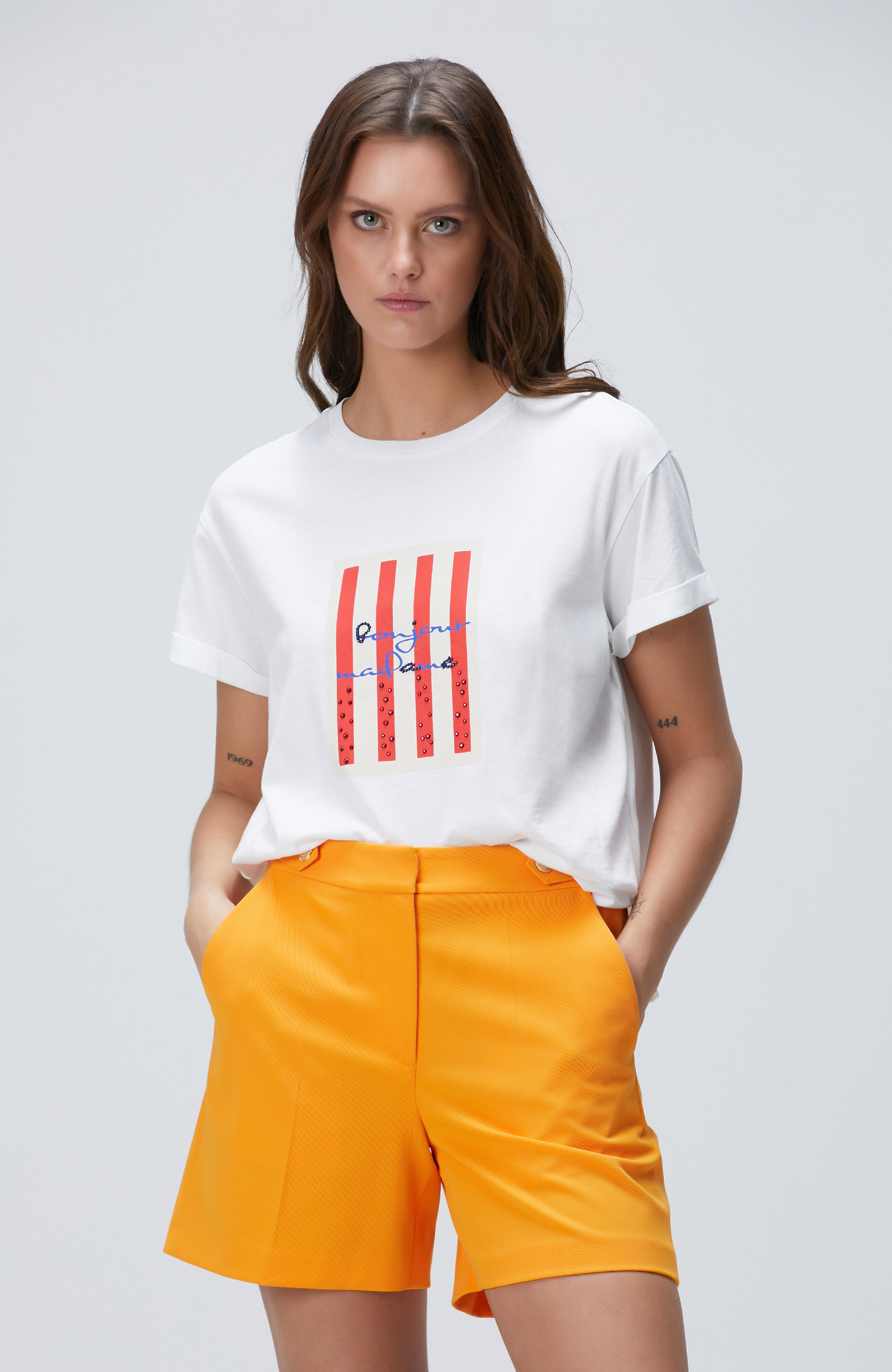 Beyaz Baskılı T-shirt