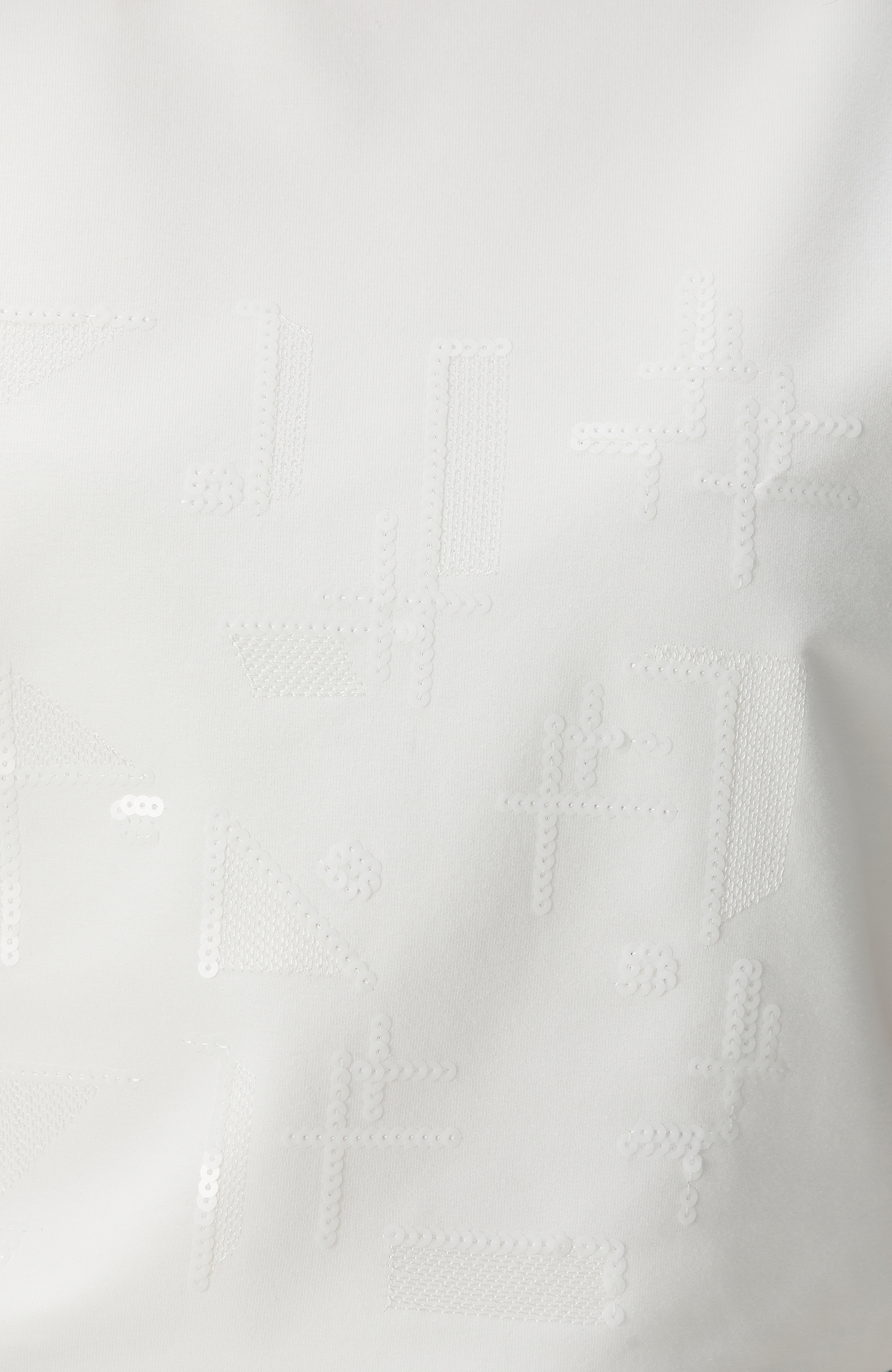 Beyaz Payet Nakış İşlemeli T-shirt