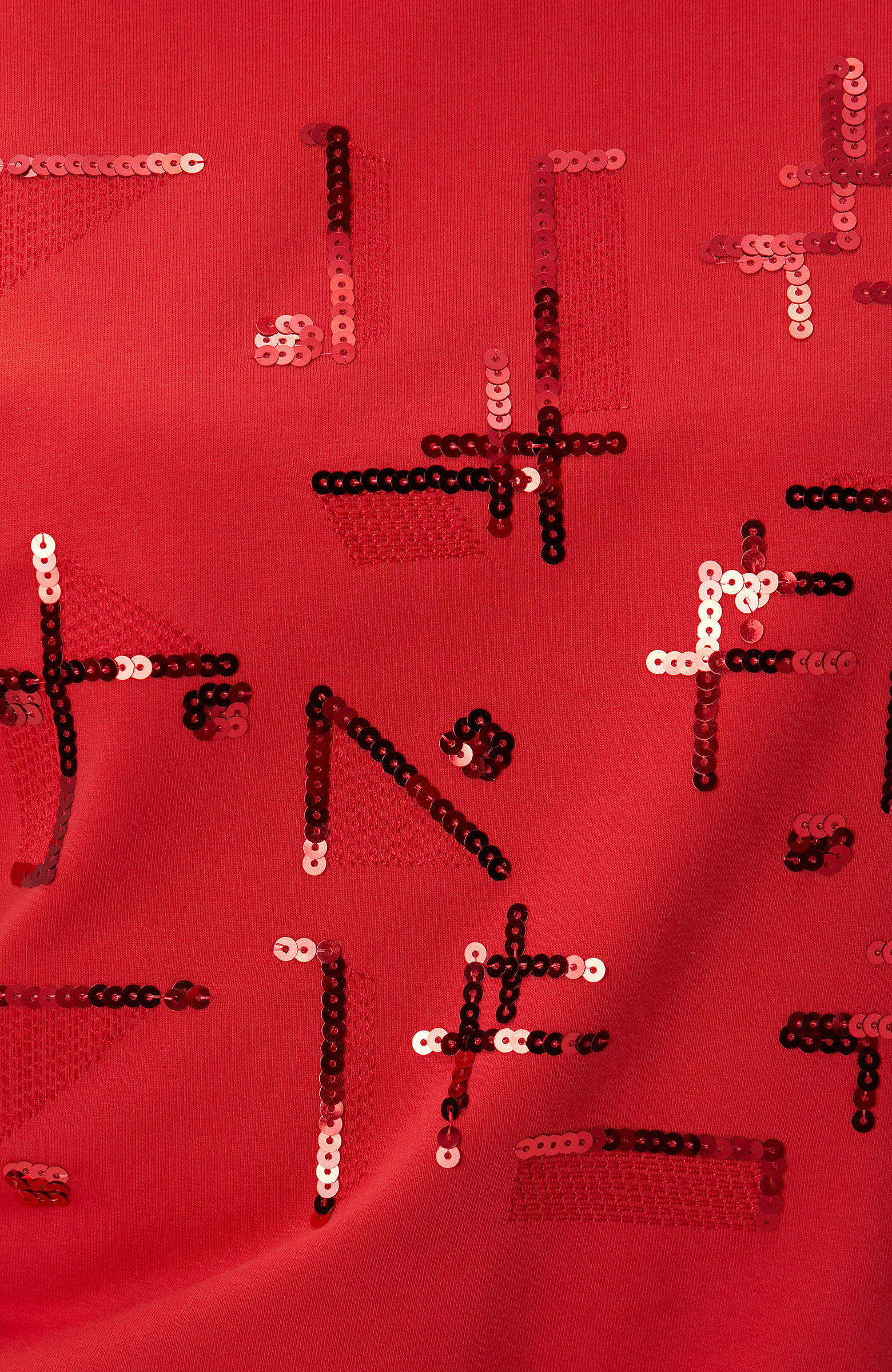 Kırmızı Payet Nakış İşlemeli T-shirt