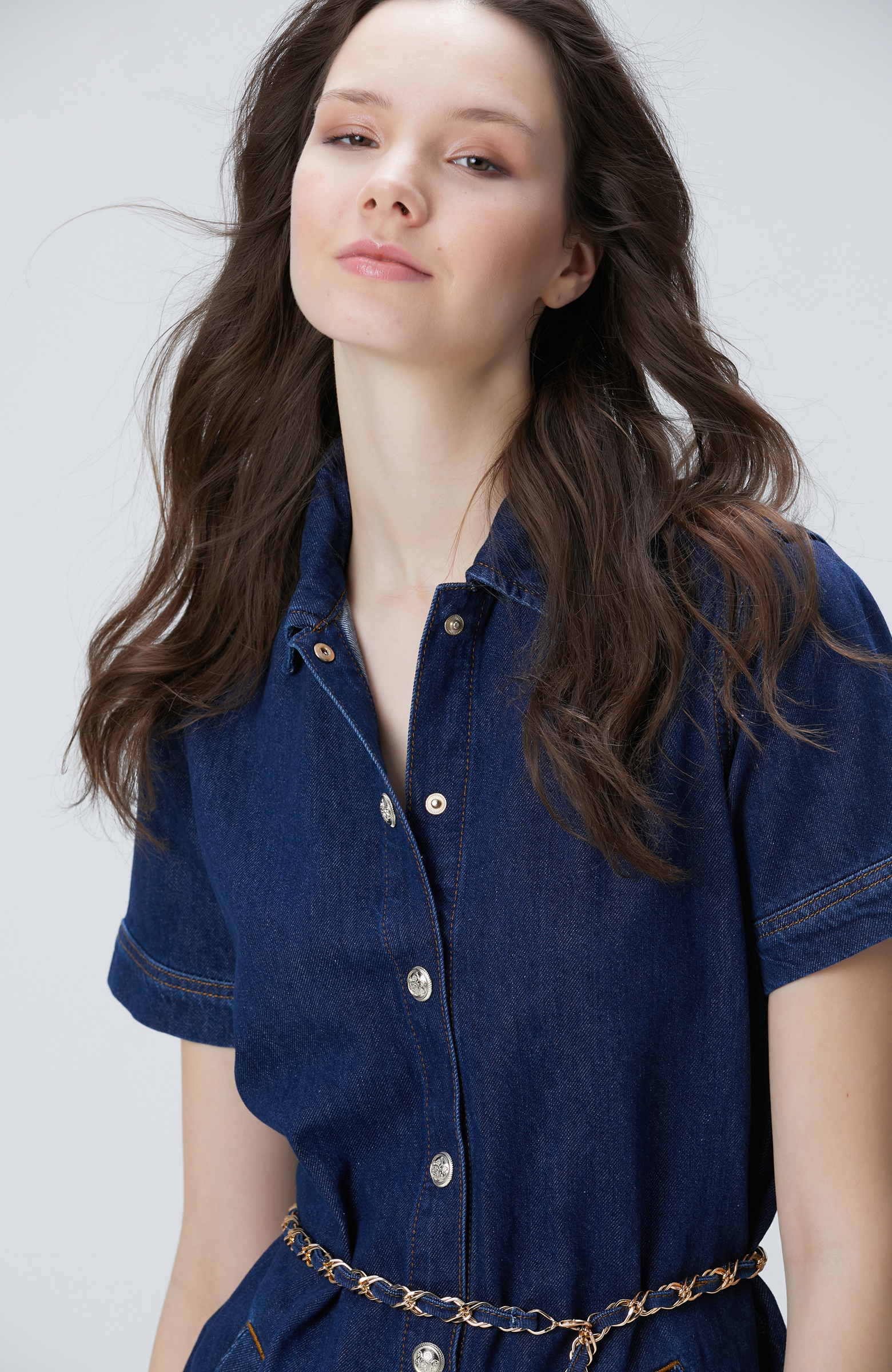 Indigo Mini Denim Elbise