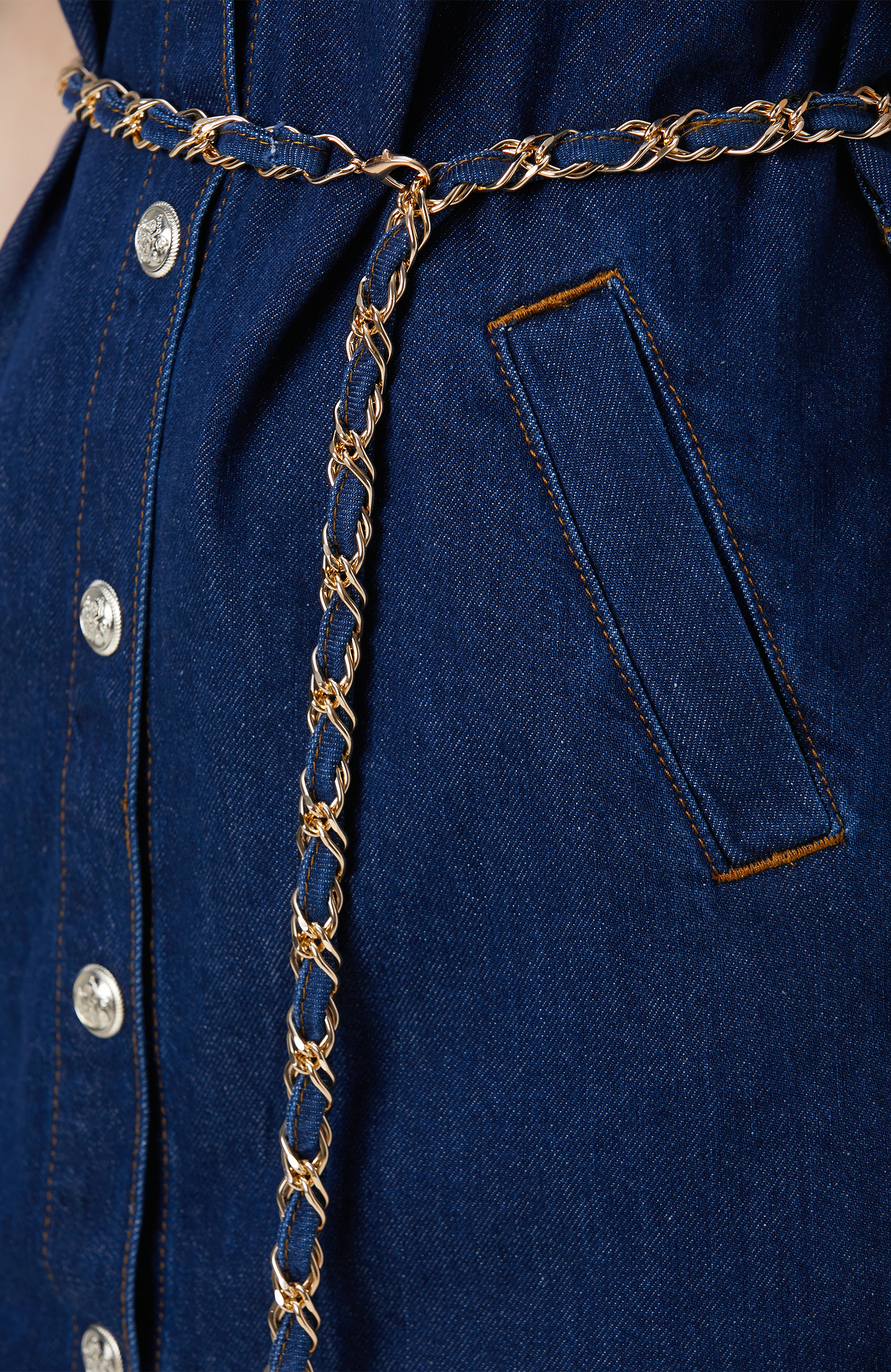 Indigo Mini Denim Elbise