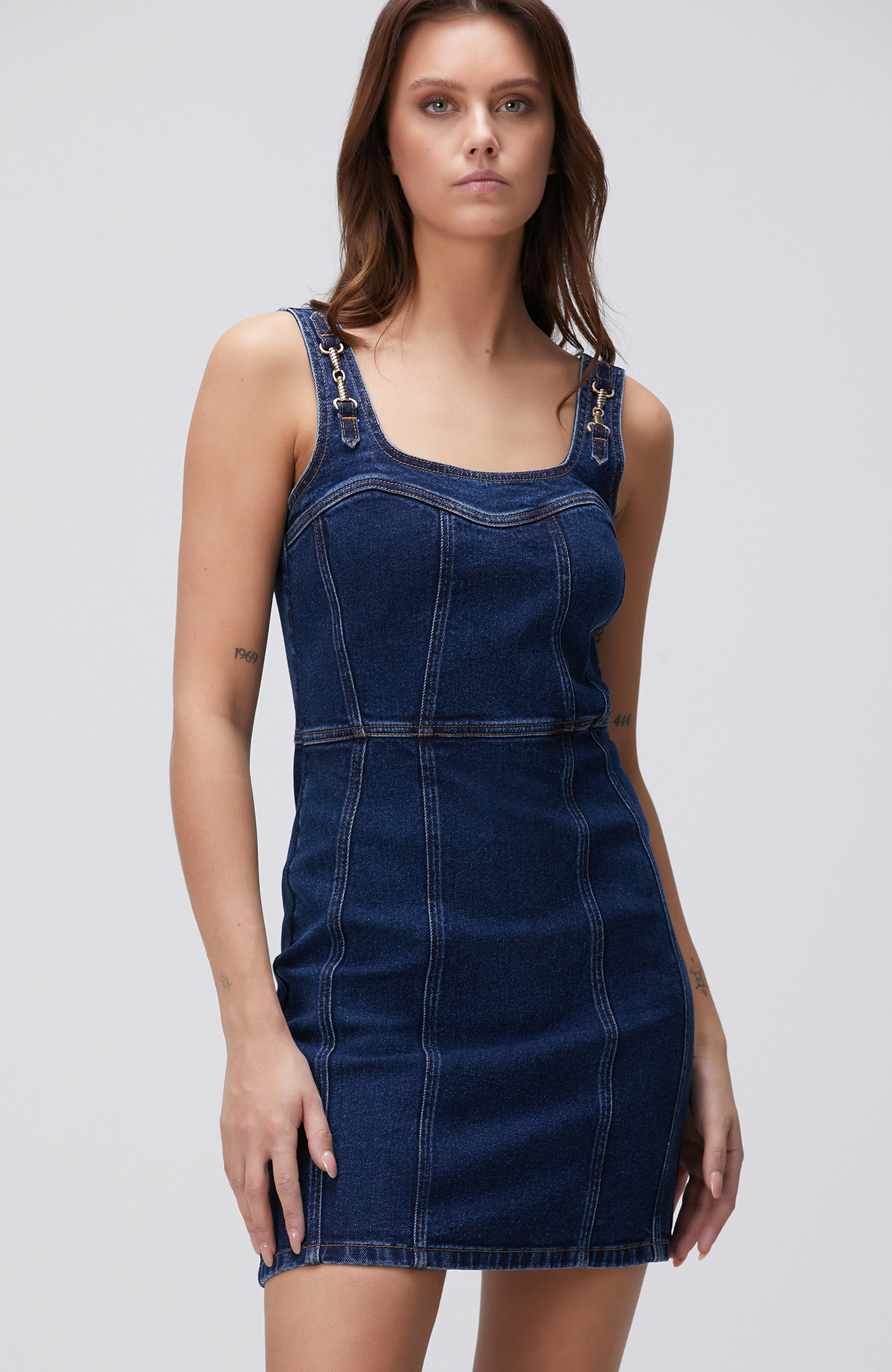 İndigo Mini Denim Elbise