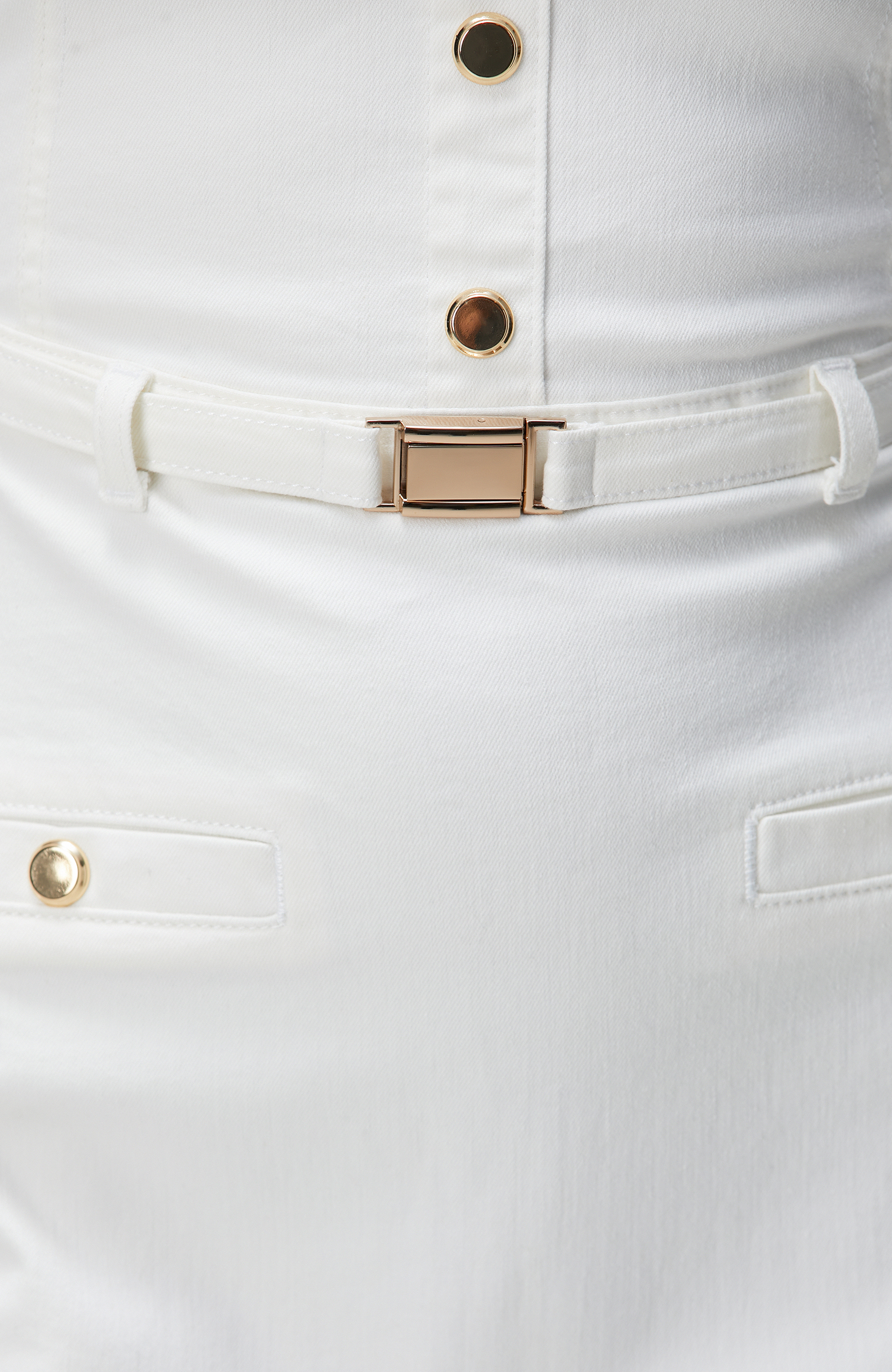 Kırık Beyaz Mini Denim Elbise