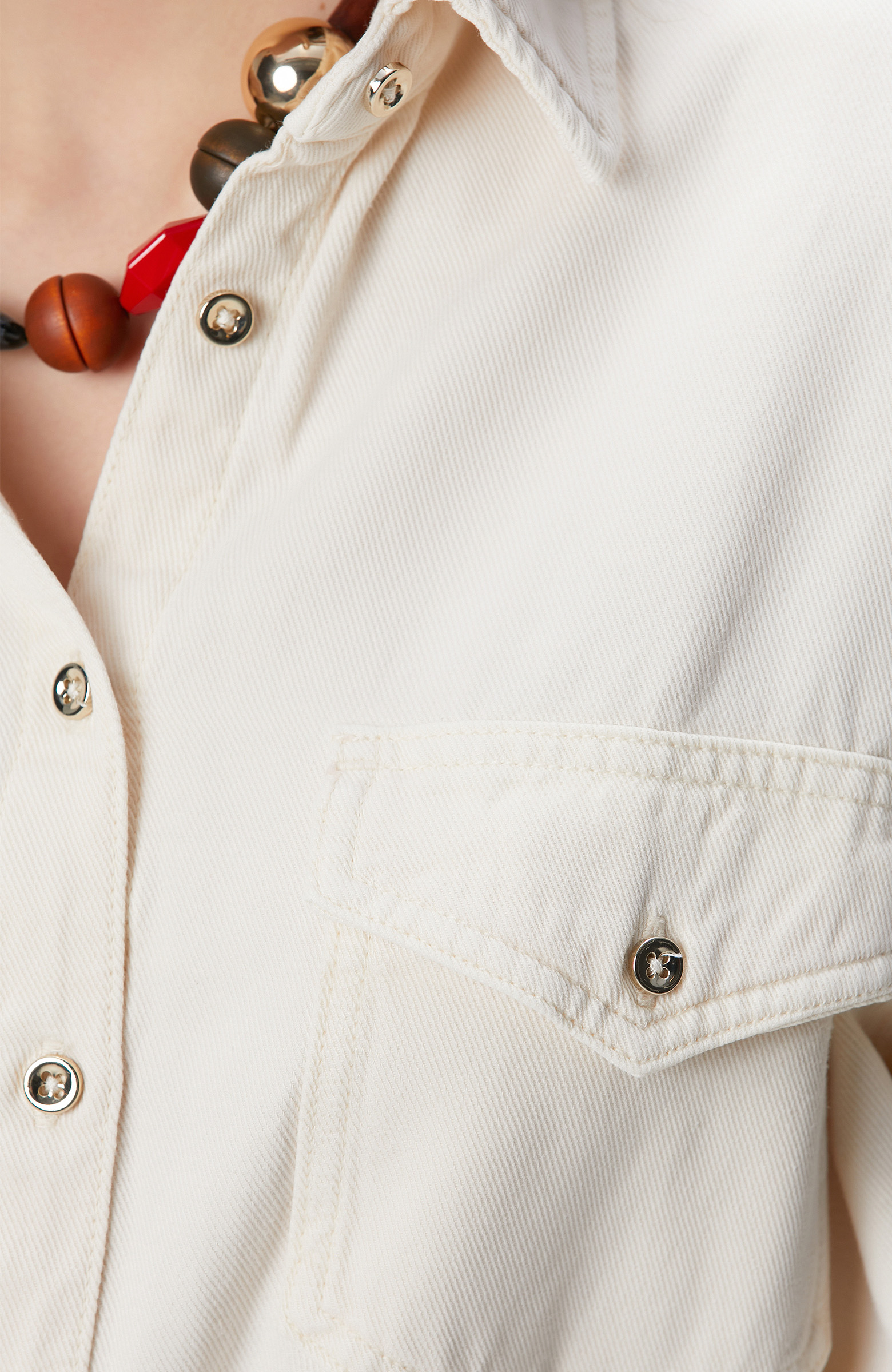 Kırık Beyaz Denim Gömlek