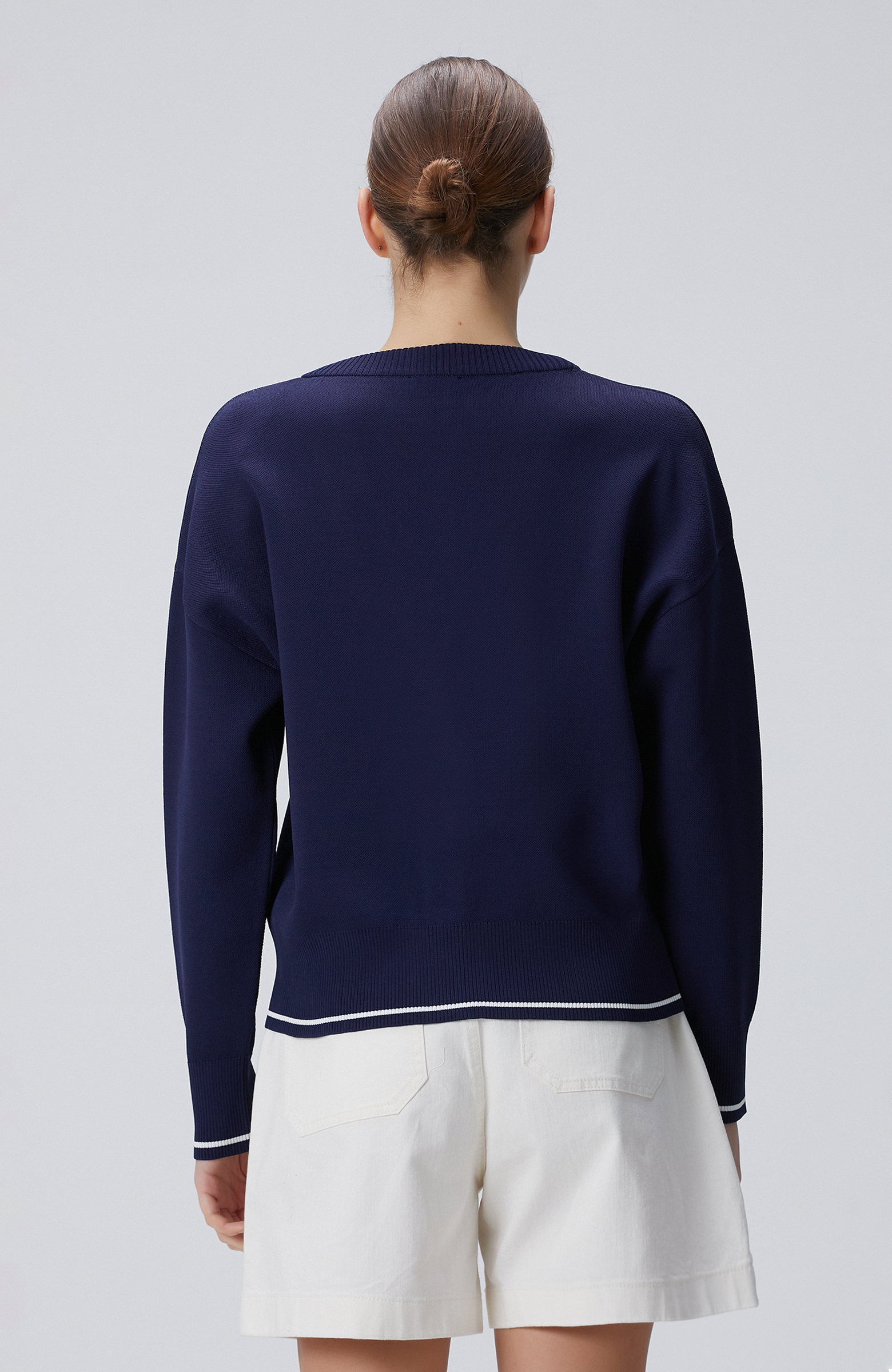 Lacivert Palmiye Desenli Hırka