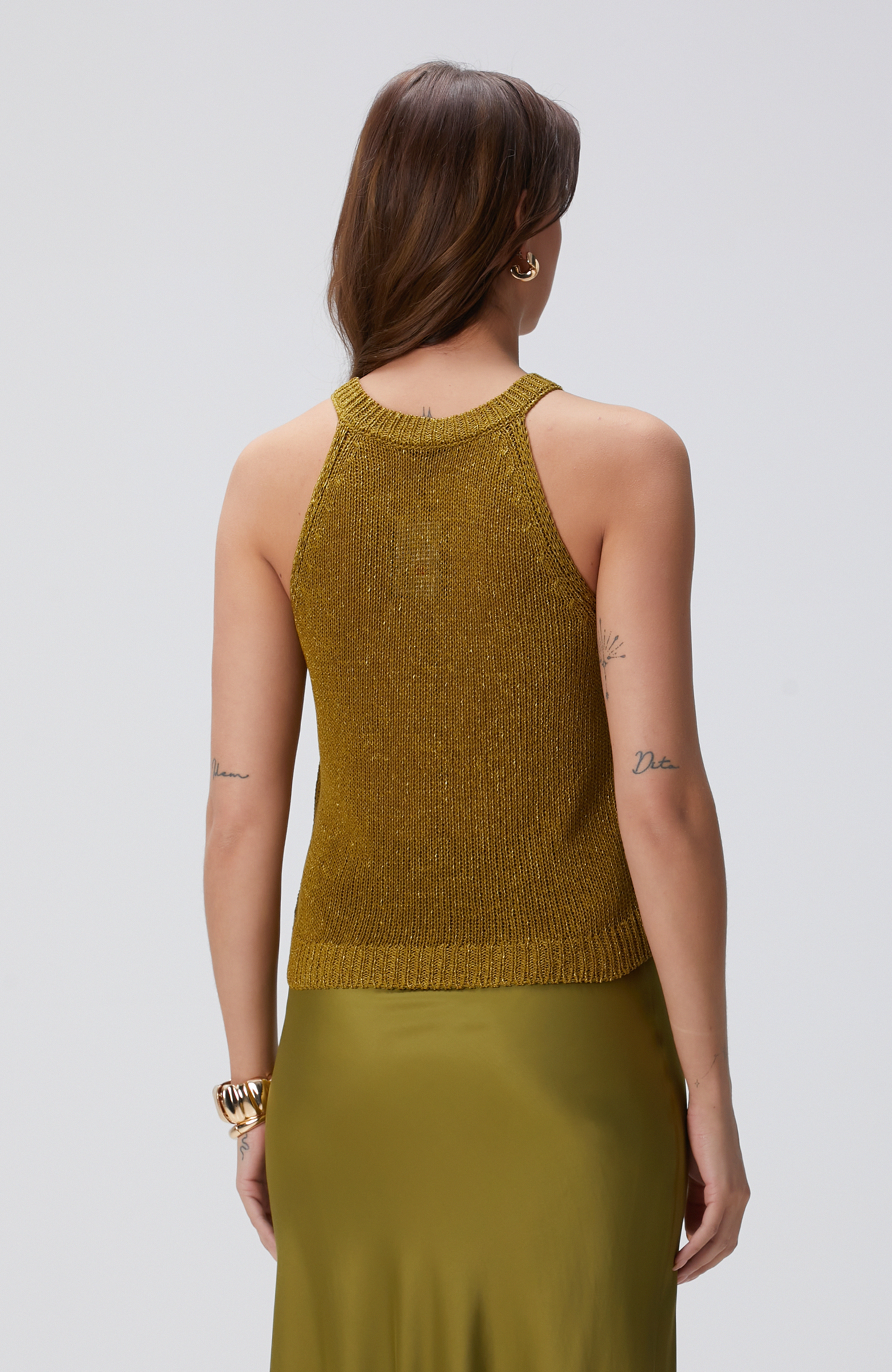 Haki Halter Yaka Triko