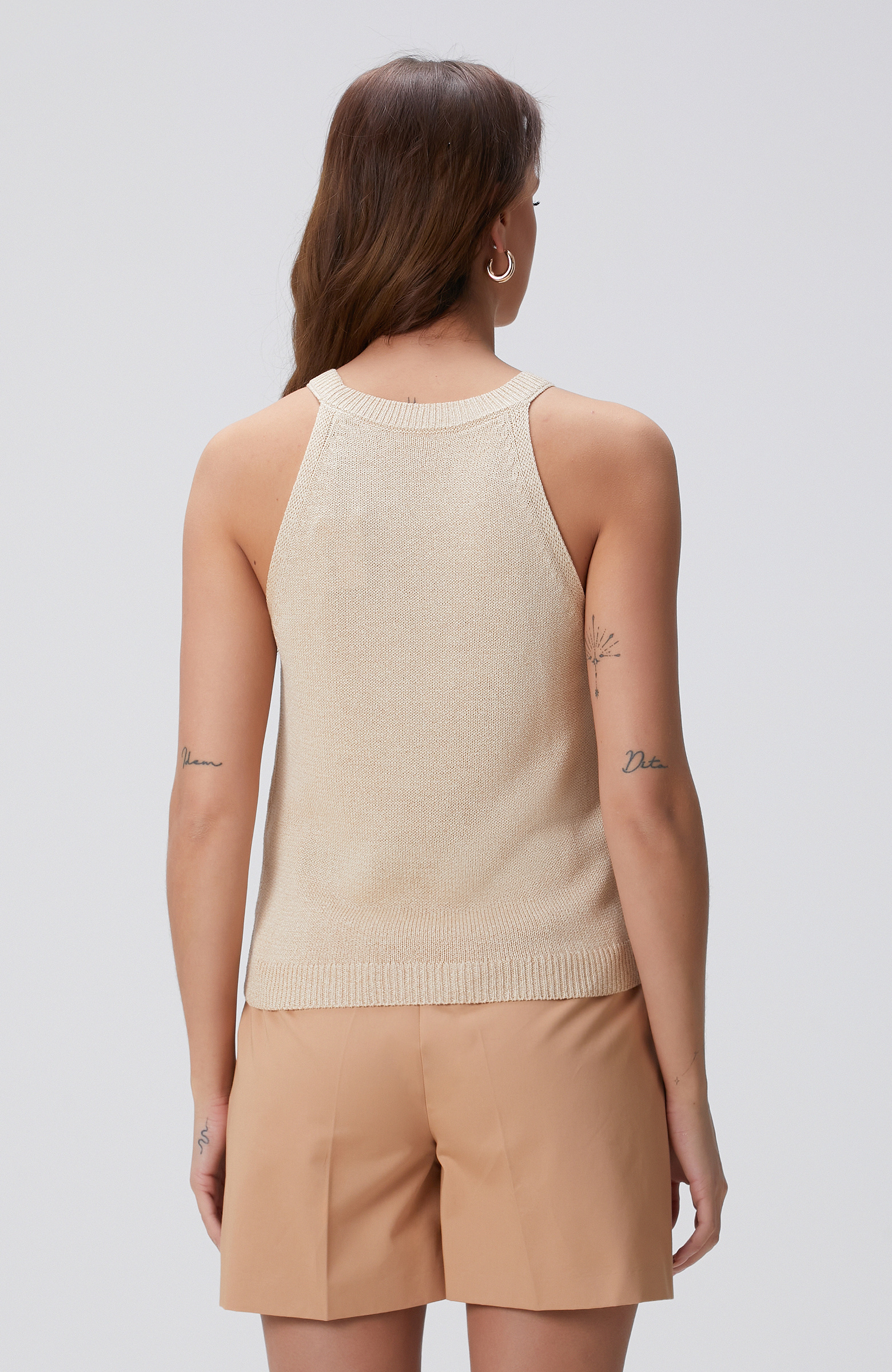 Bej Halter Yaka Triko