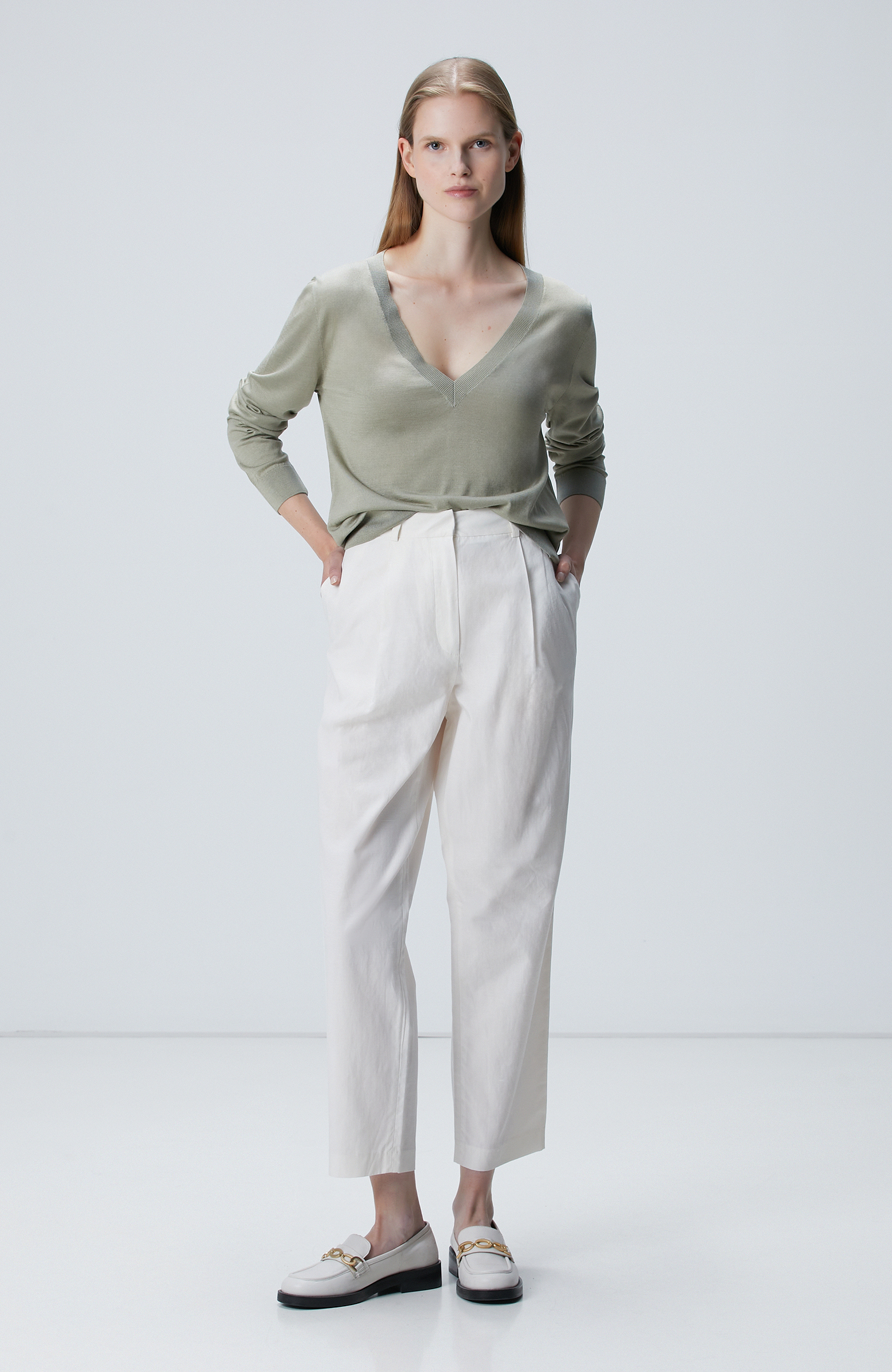 Limited Haki İpek Karışımlı Kazak