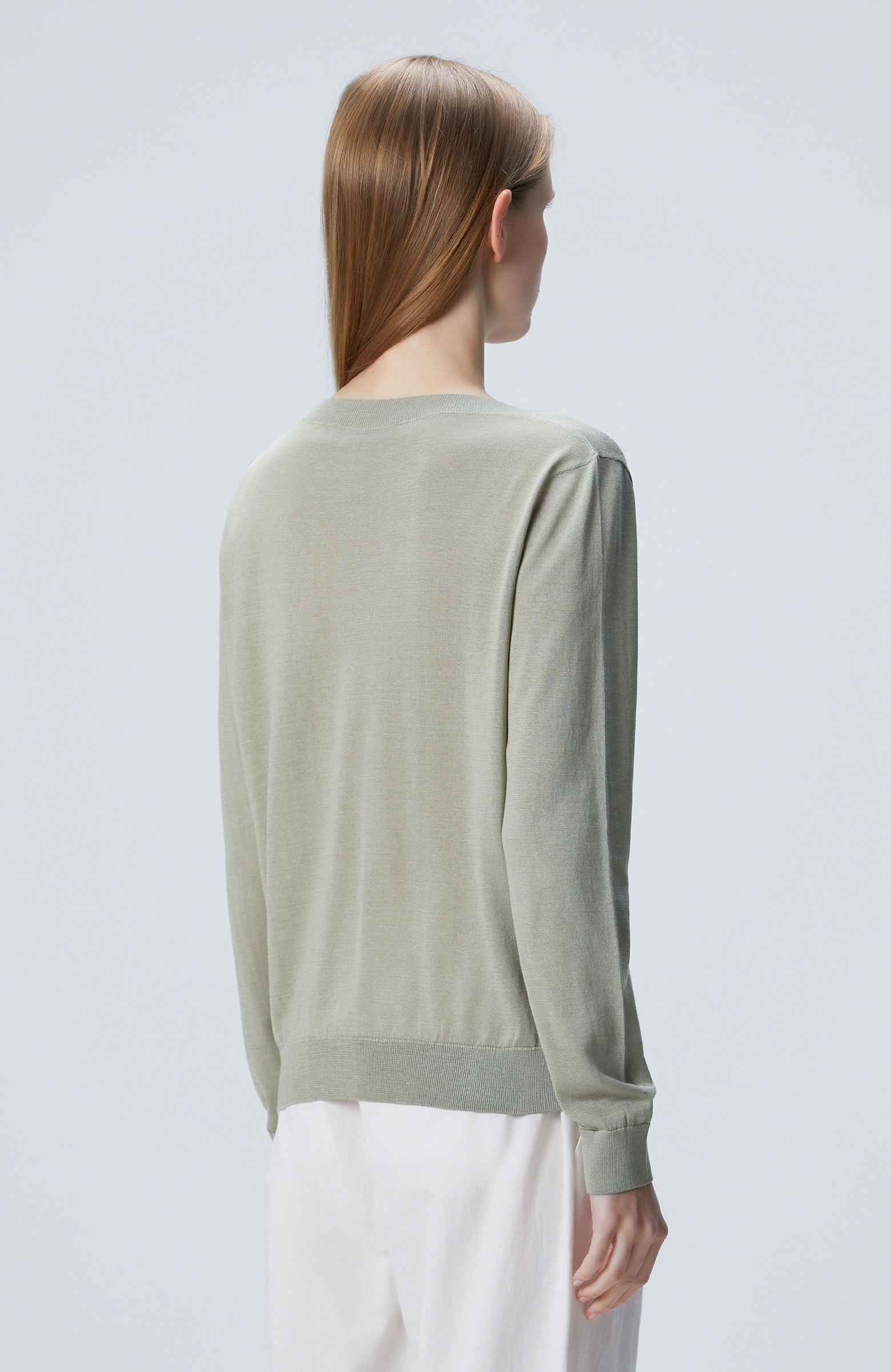 Limited Haki İpek Karışımlı Kazak