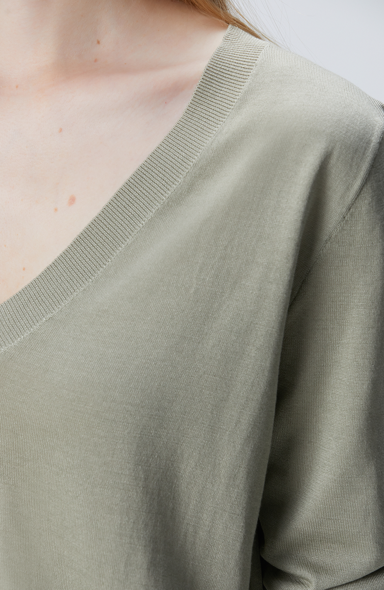 Limited Haki İpek Karışımlı Kazak