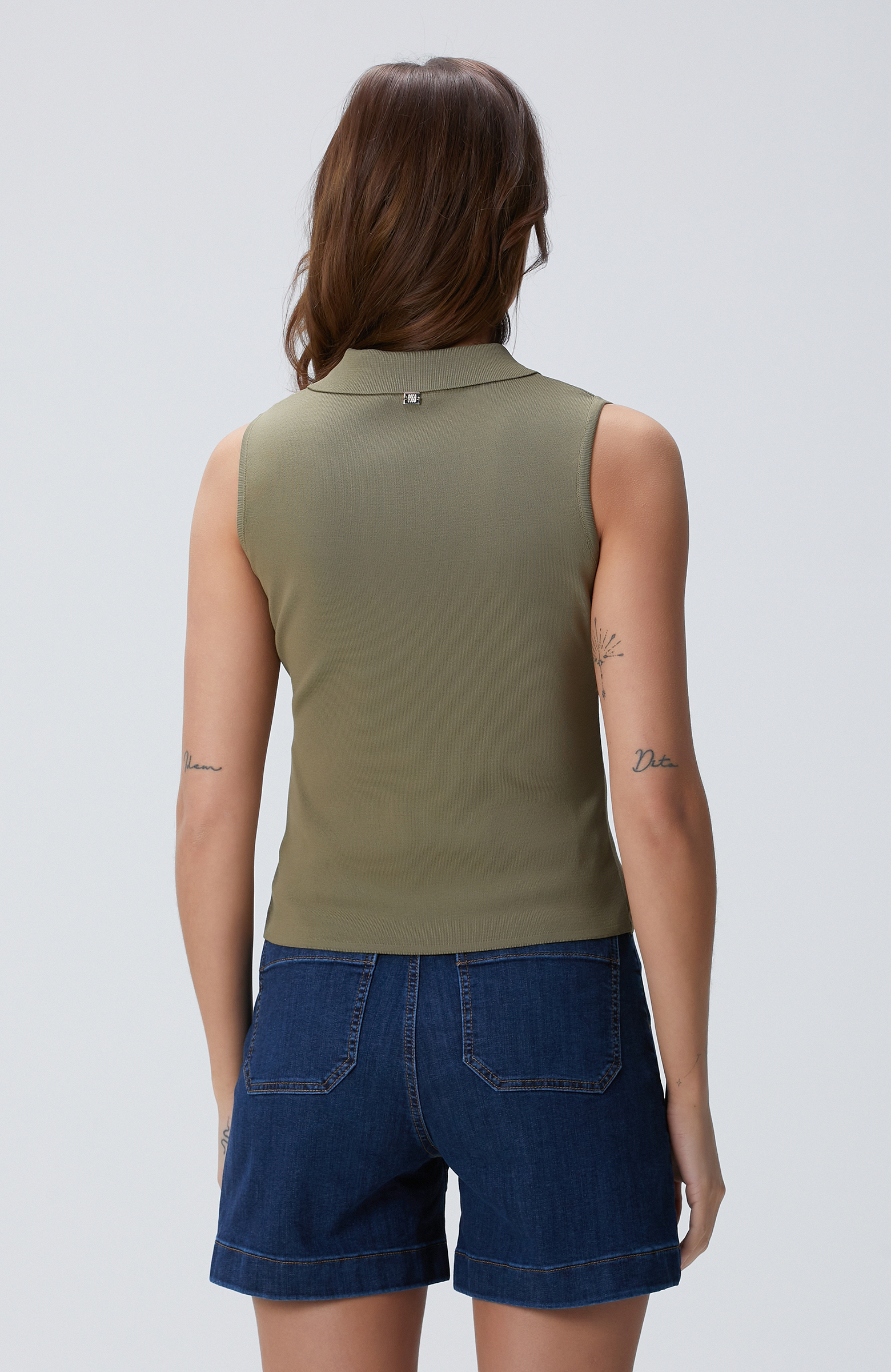 Açık Haki Basic Polo Yaka Triko