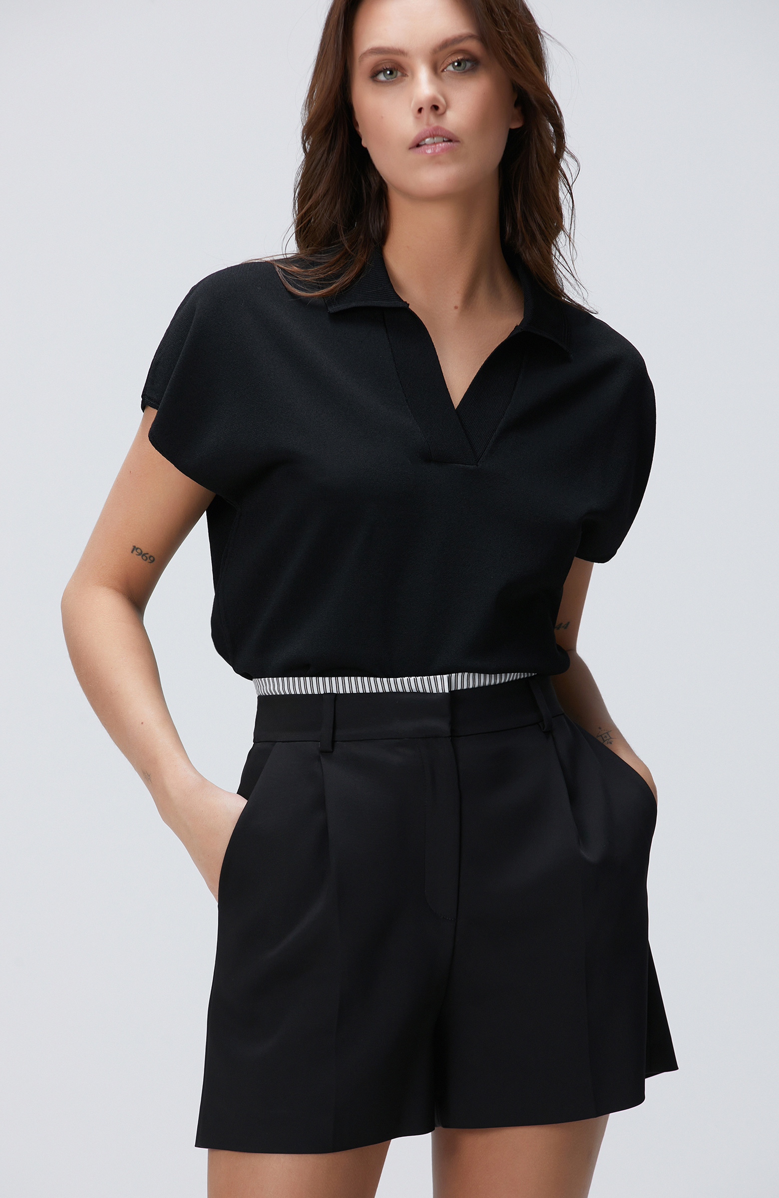 Siyah Basic Düşük Kol Triko