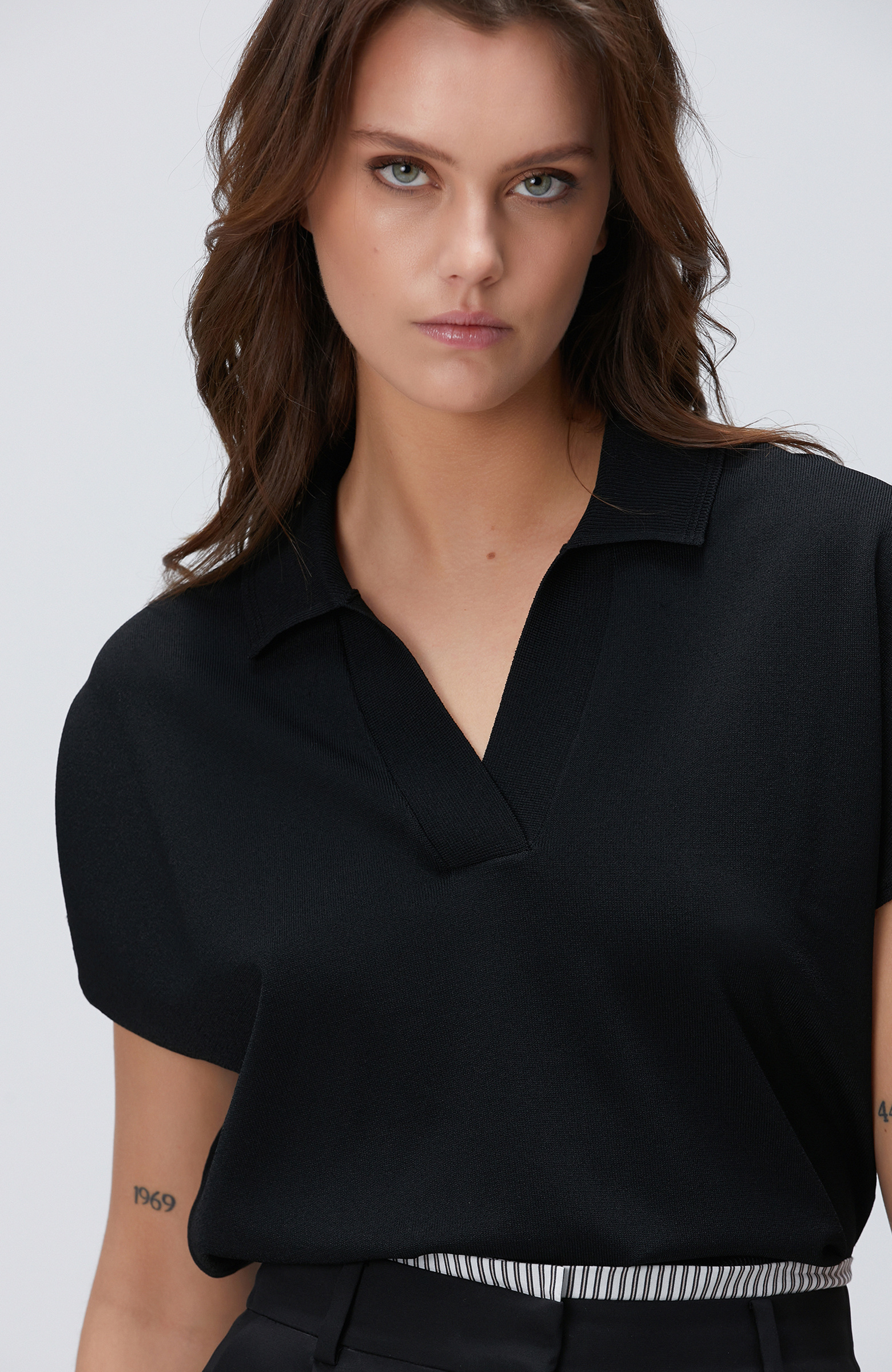 Siyah Basic Düşük Kol Triko