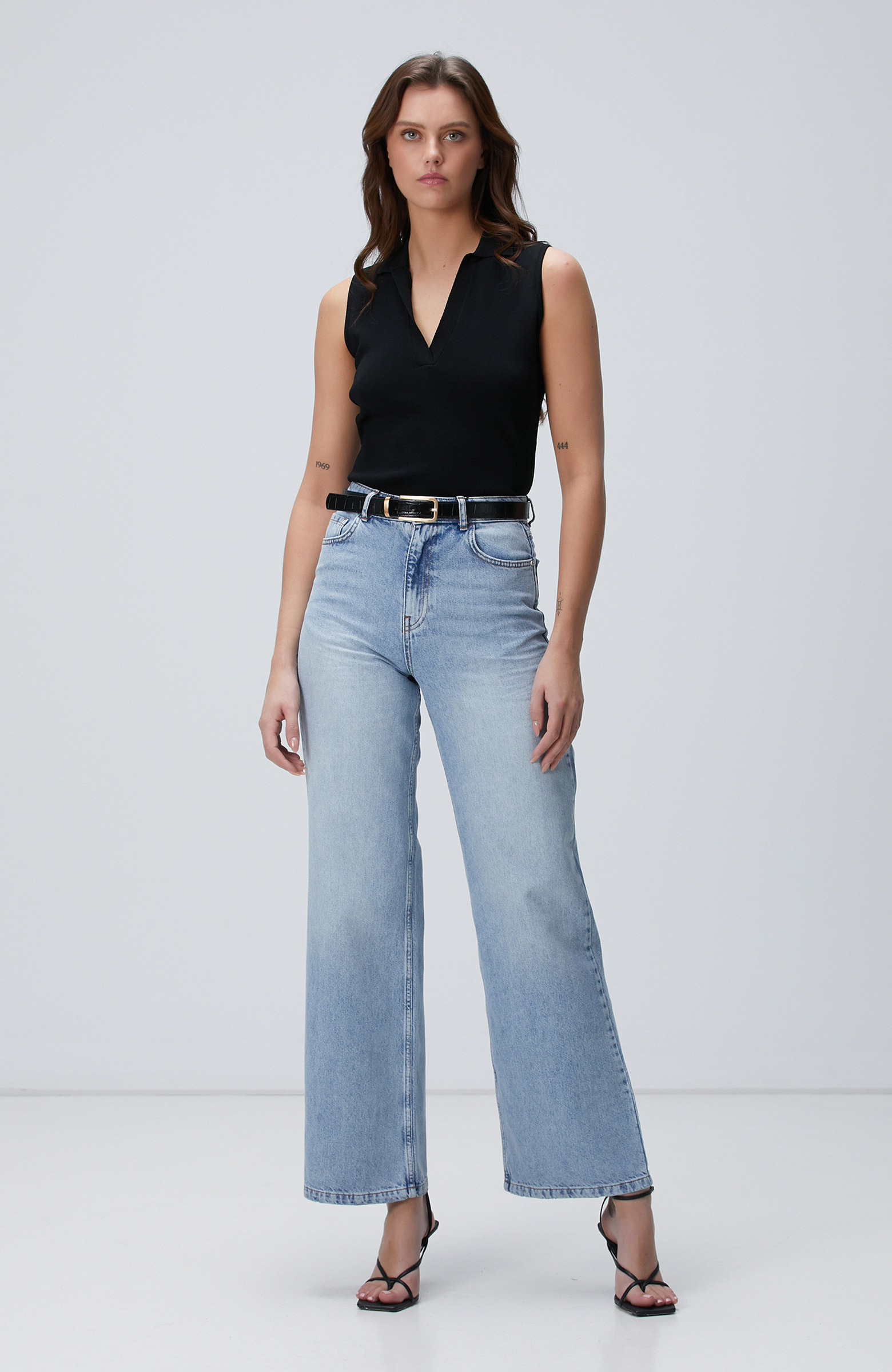 Siyah Basic Polo Yaka Triko