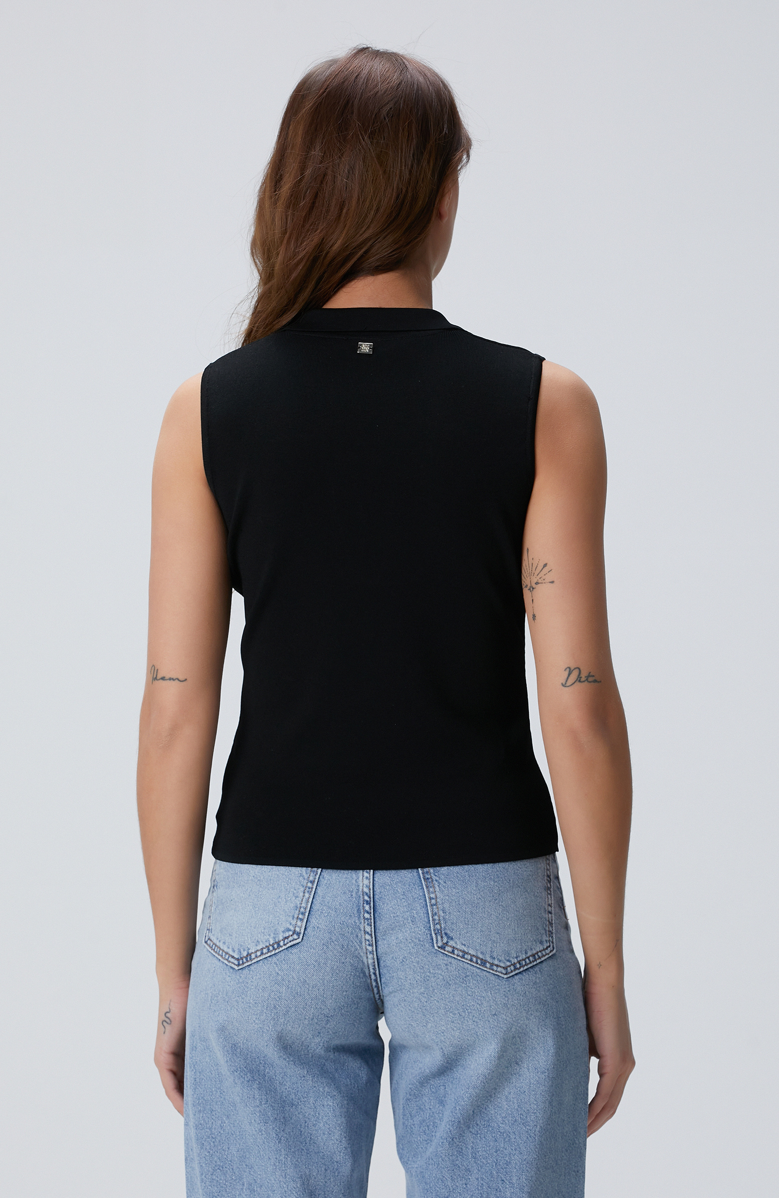 Siyah Basic Polo Yaka Triko