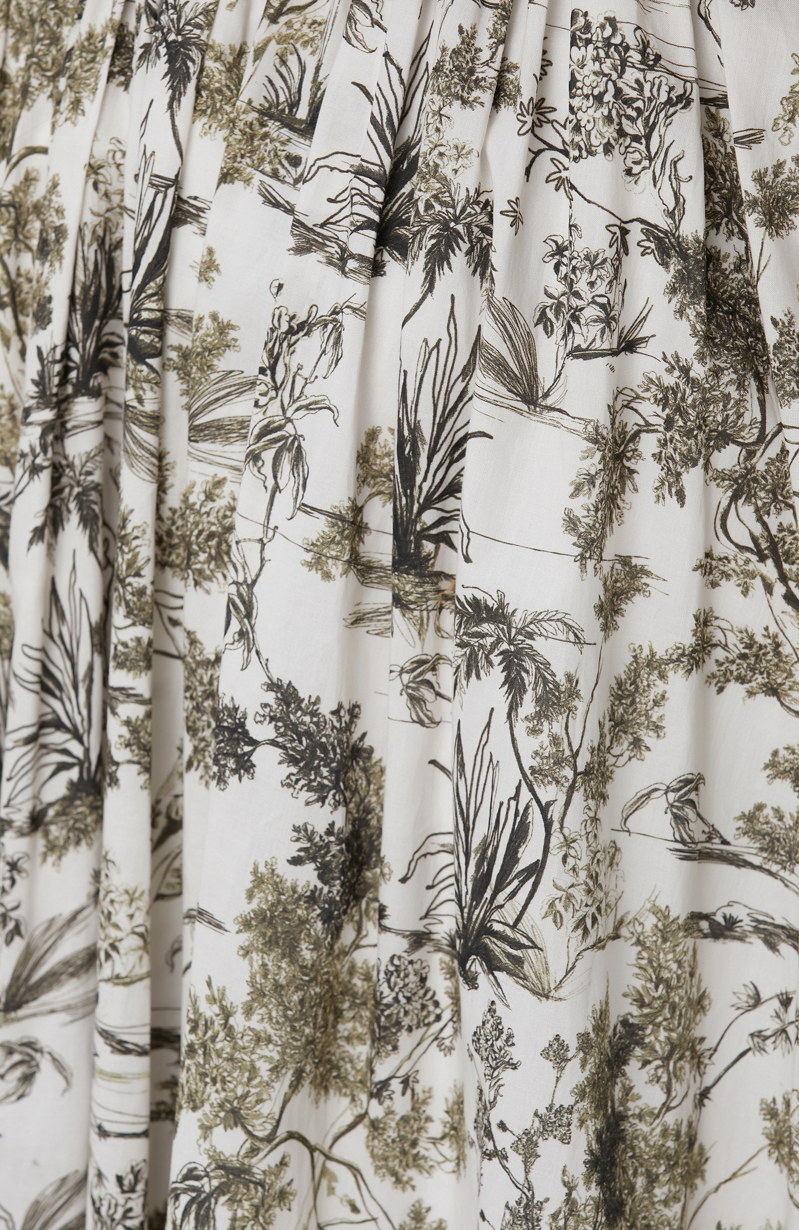 Haki Desenli Midi Etek