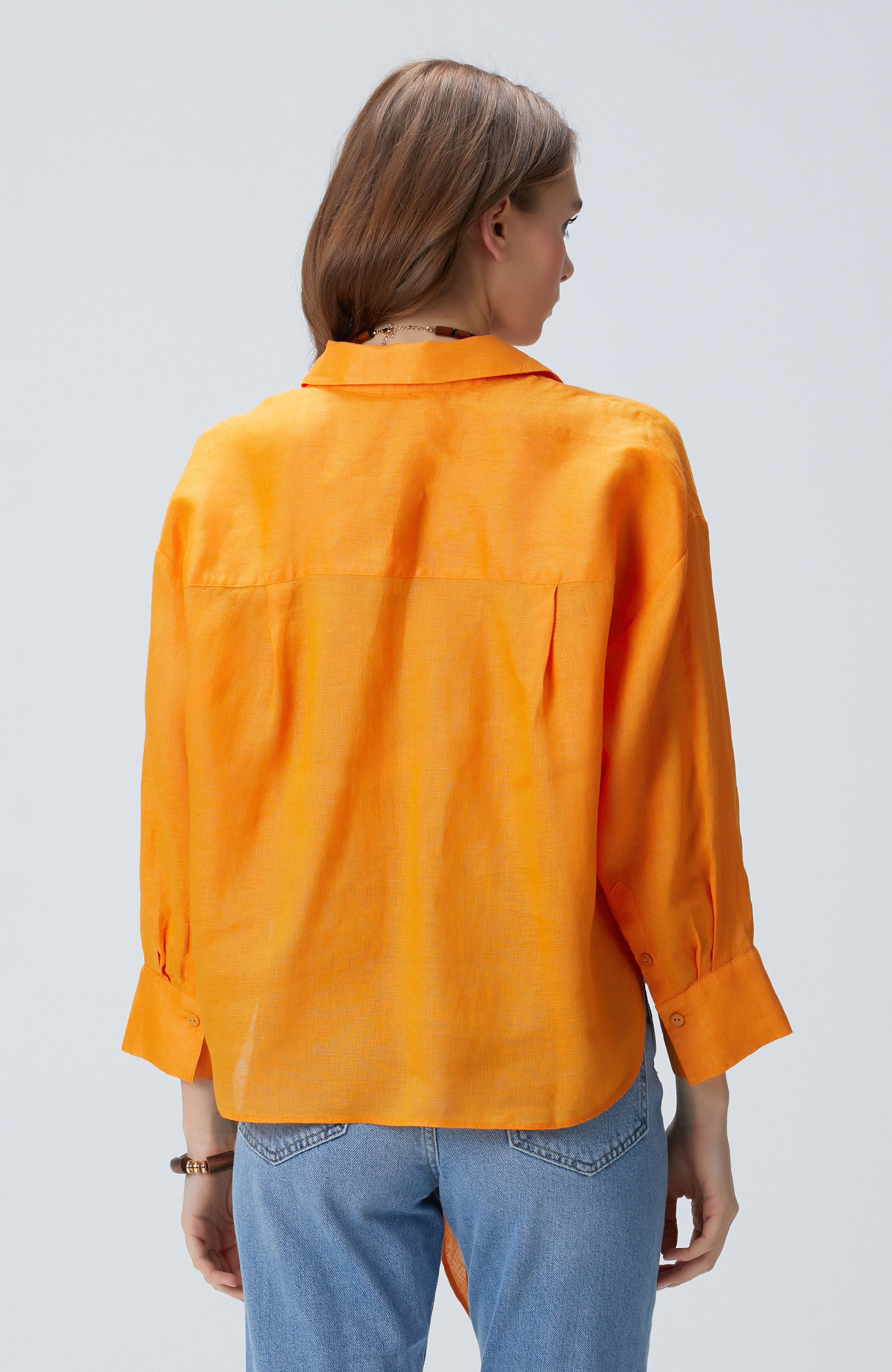 Turuncu Keten Gömlek