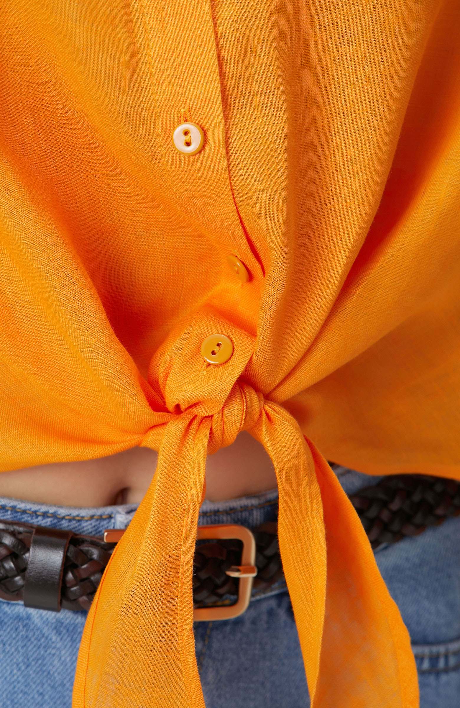 Turuncu Keten Gömlek