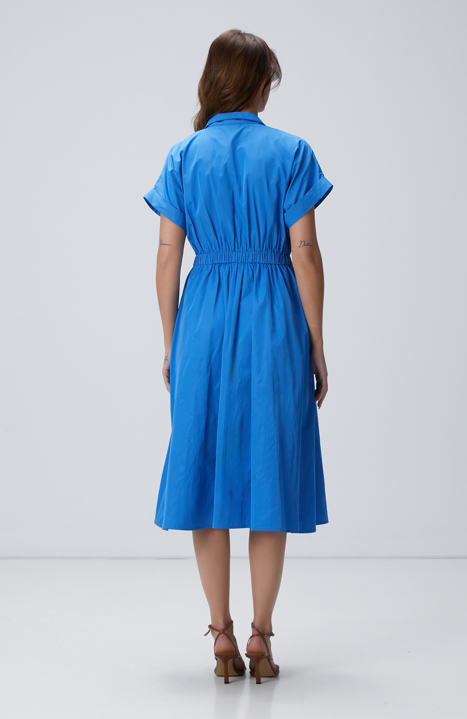 Mavi Midi Tafta Elbise