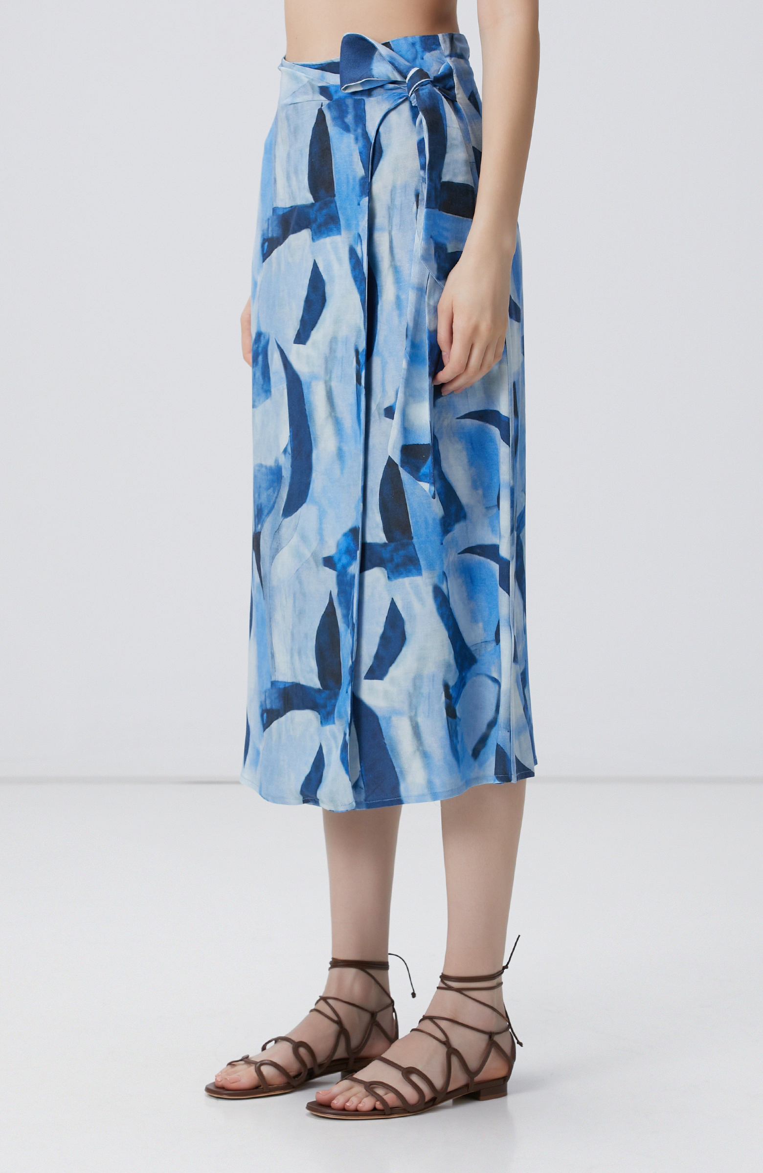 Lacivert Mavi Desenli Keten Etek