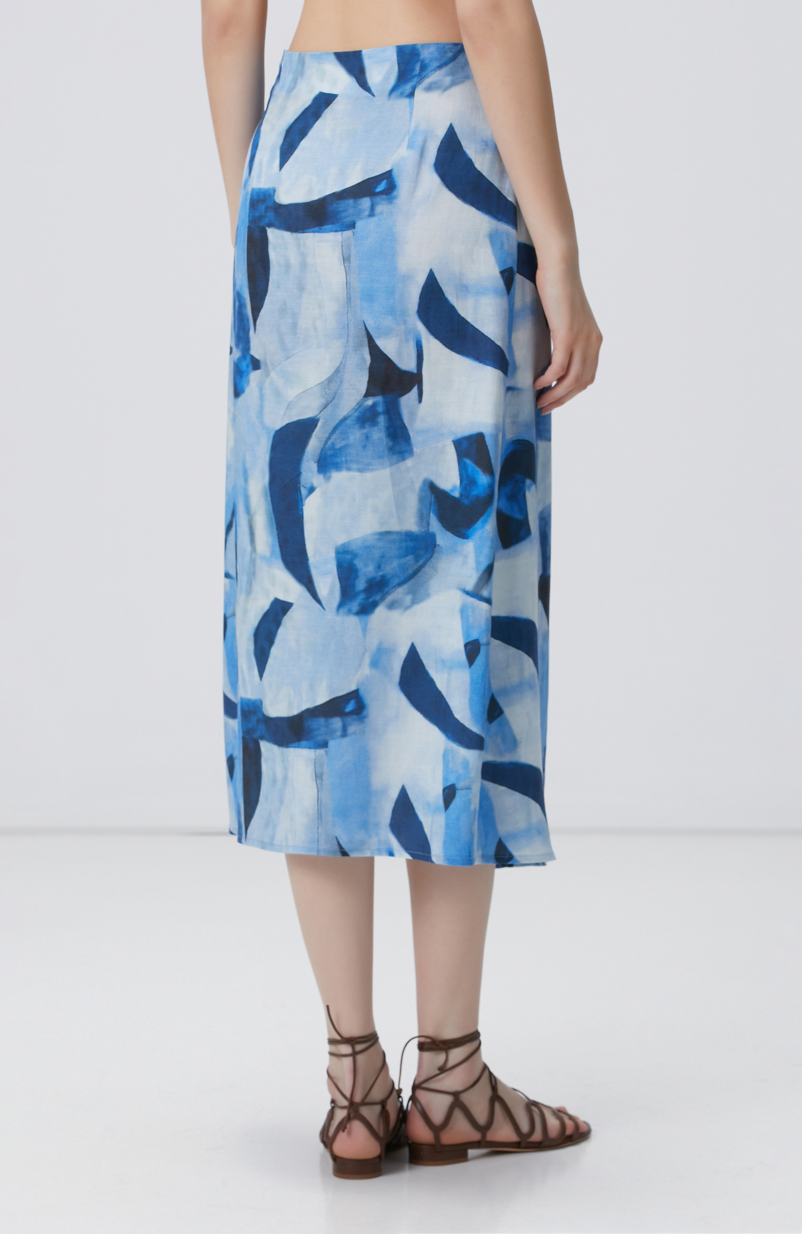 Lacivert Mavi Desenli Keten Etek