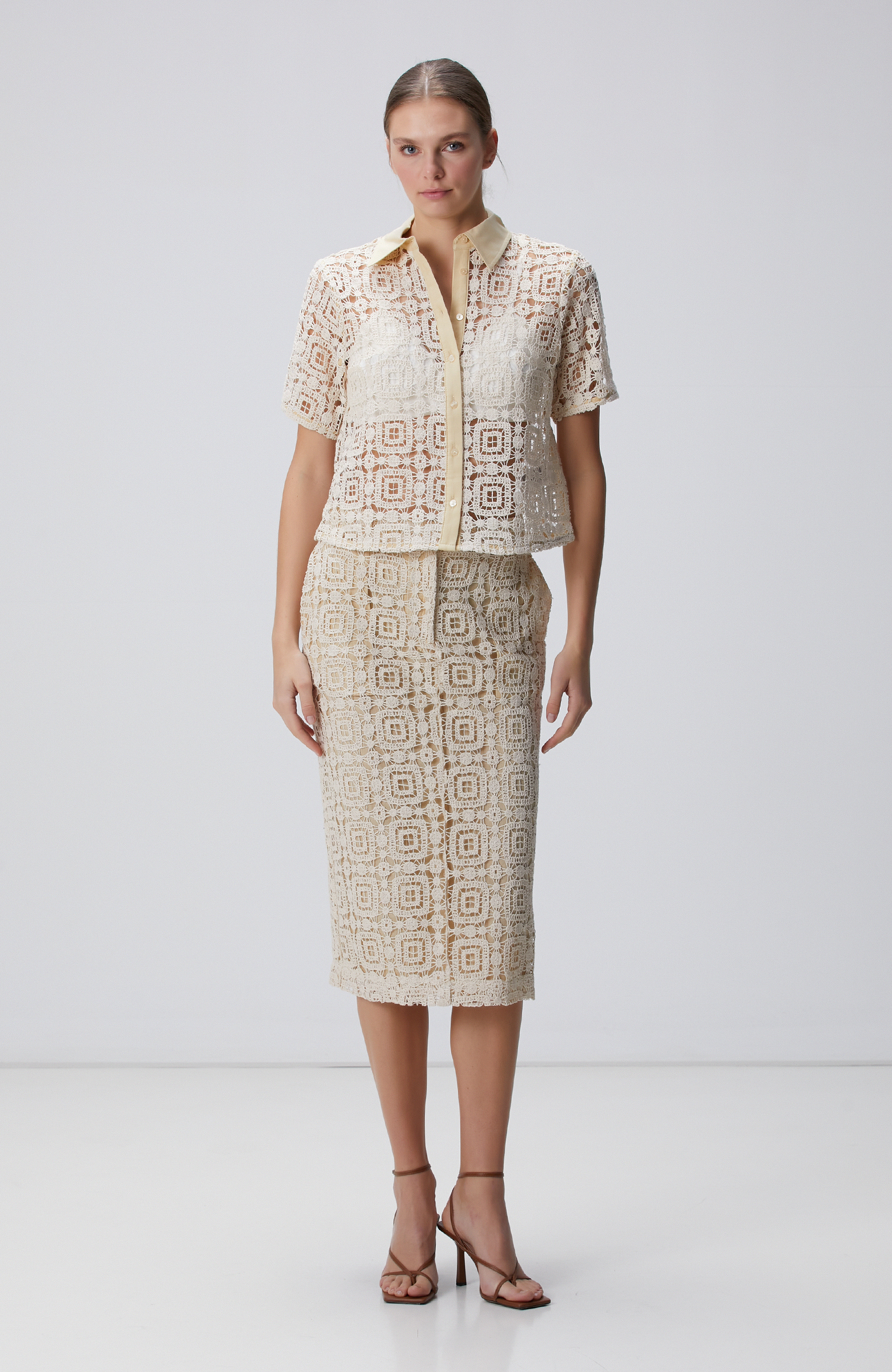 Naturel Midi Kroşe Kalem Etek