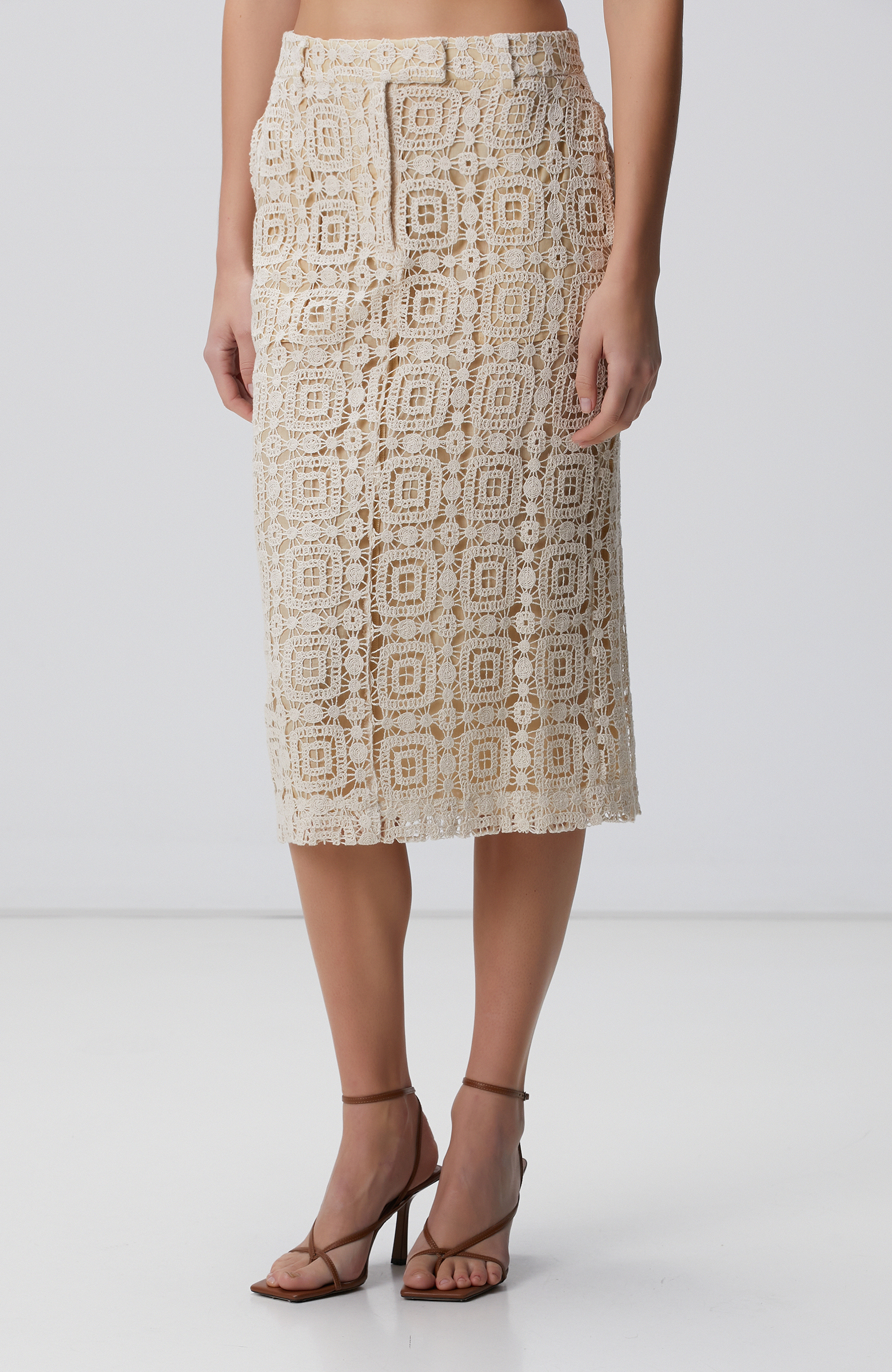 Naturel Midi Kroşe Kalem Etek