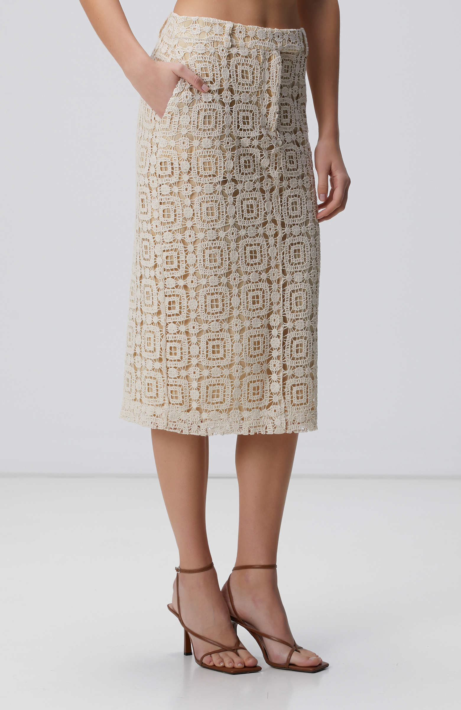 Naturel Midi Kroşe Kalem Etek