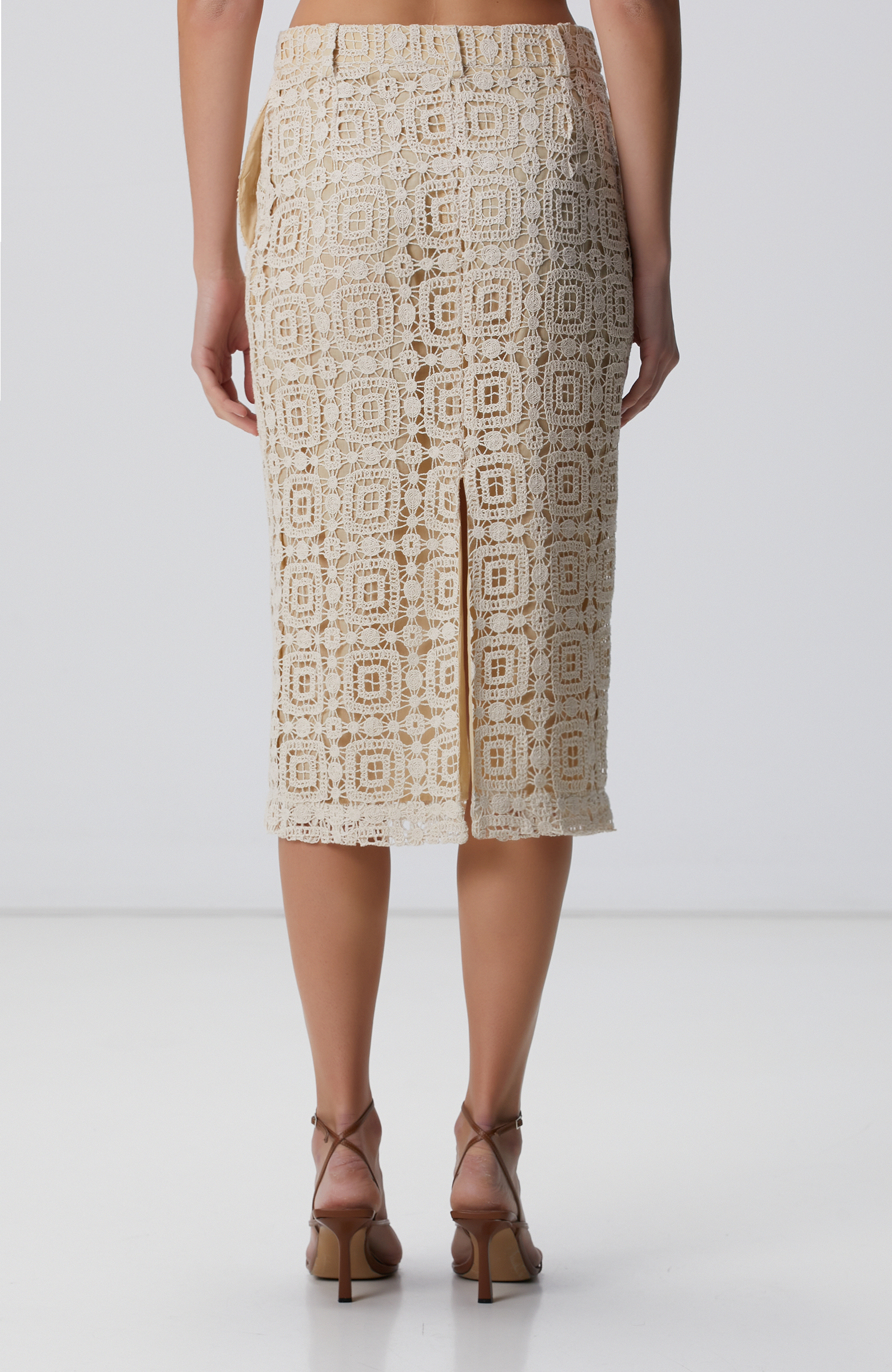 Naturel Midi Kroşe Kalem Etek