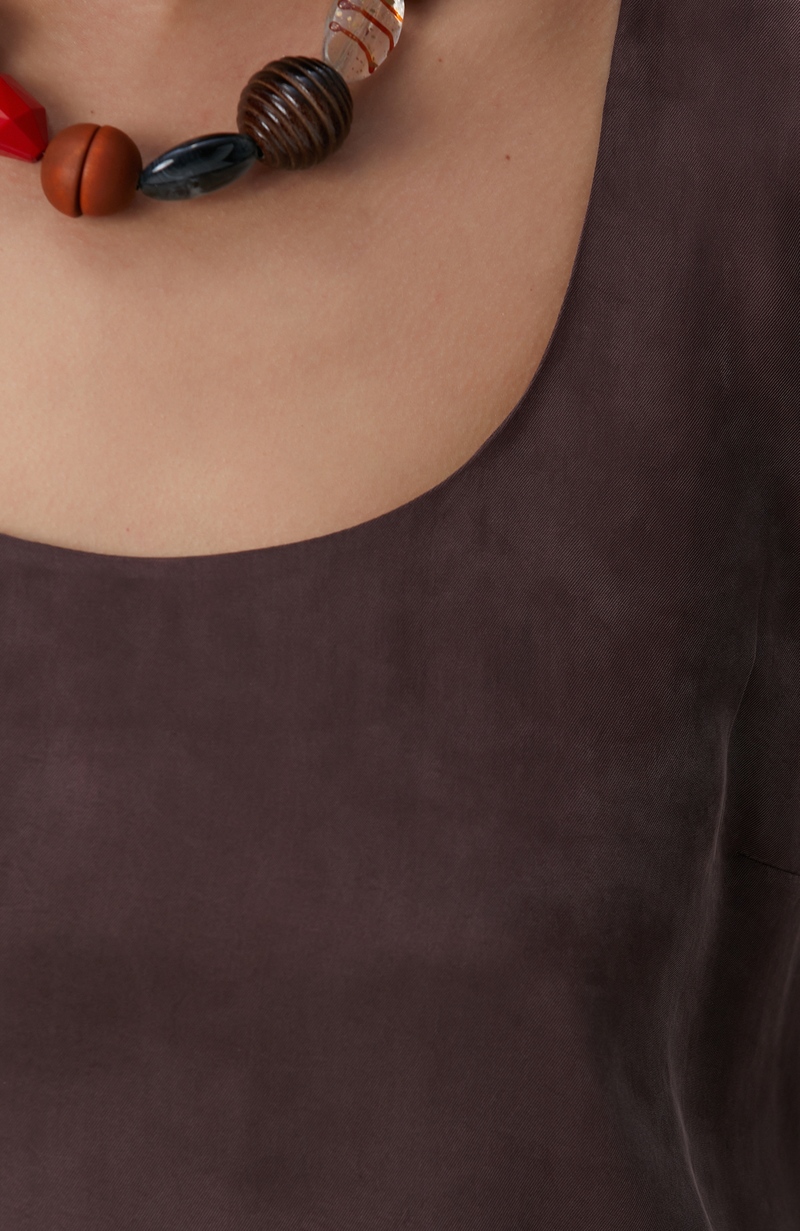 Kahverengi Cupro Bluz 