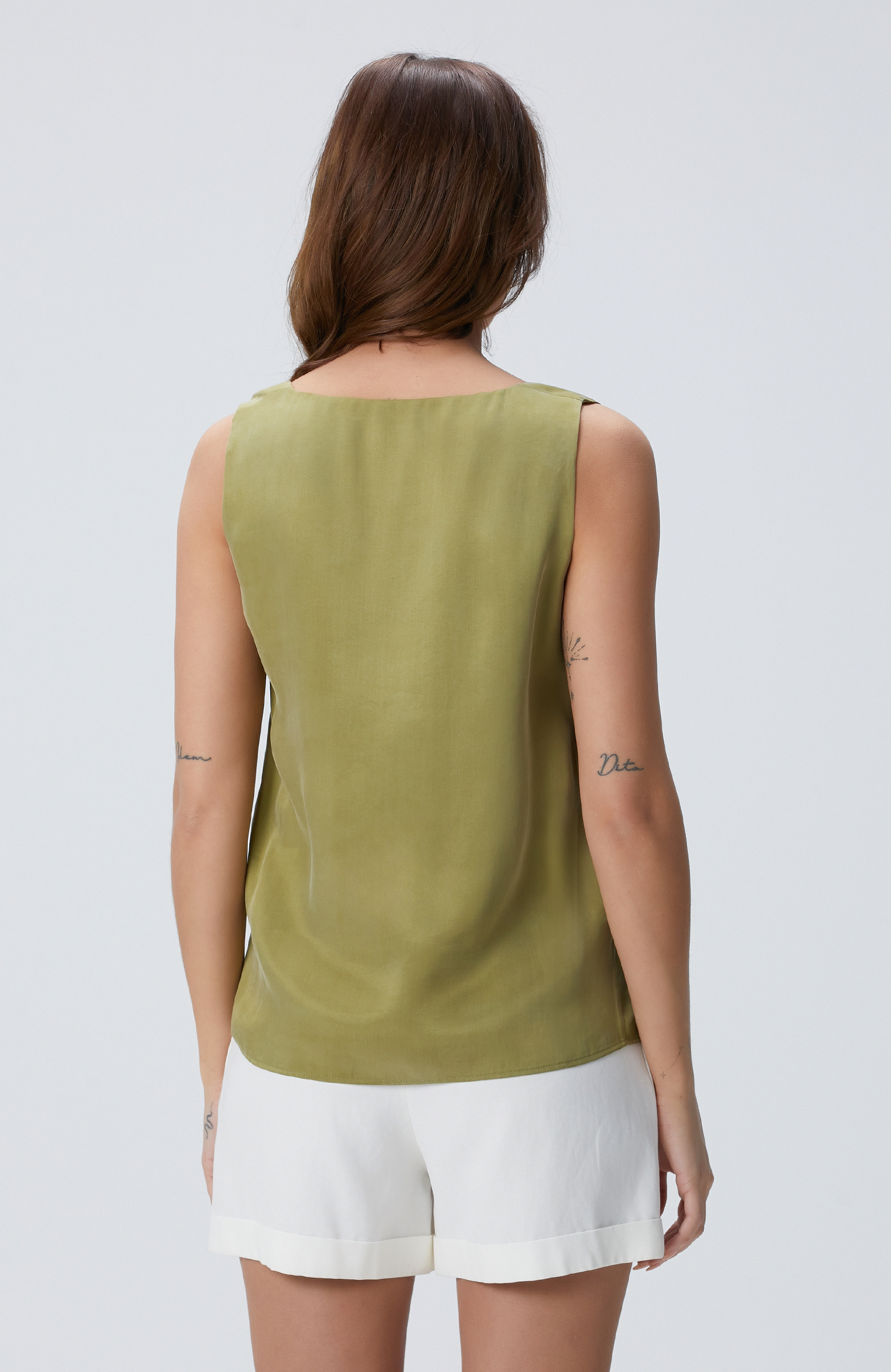 Yağ Yeşili Cupro Bluz