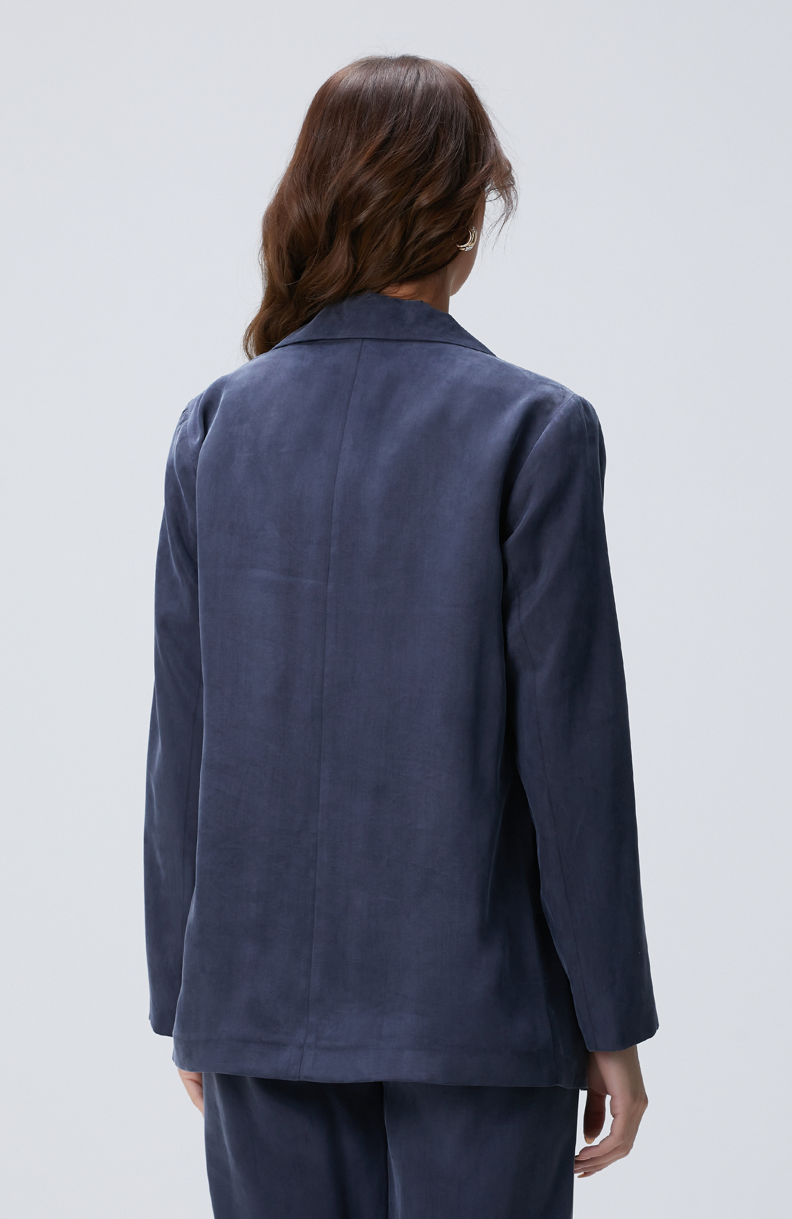 Lacivert Cupro Blazer Ceket