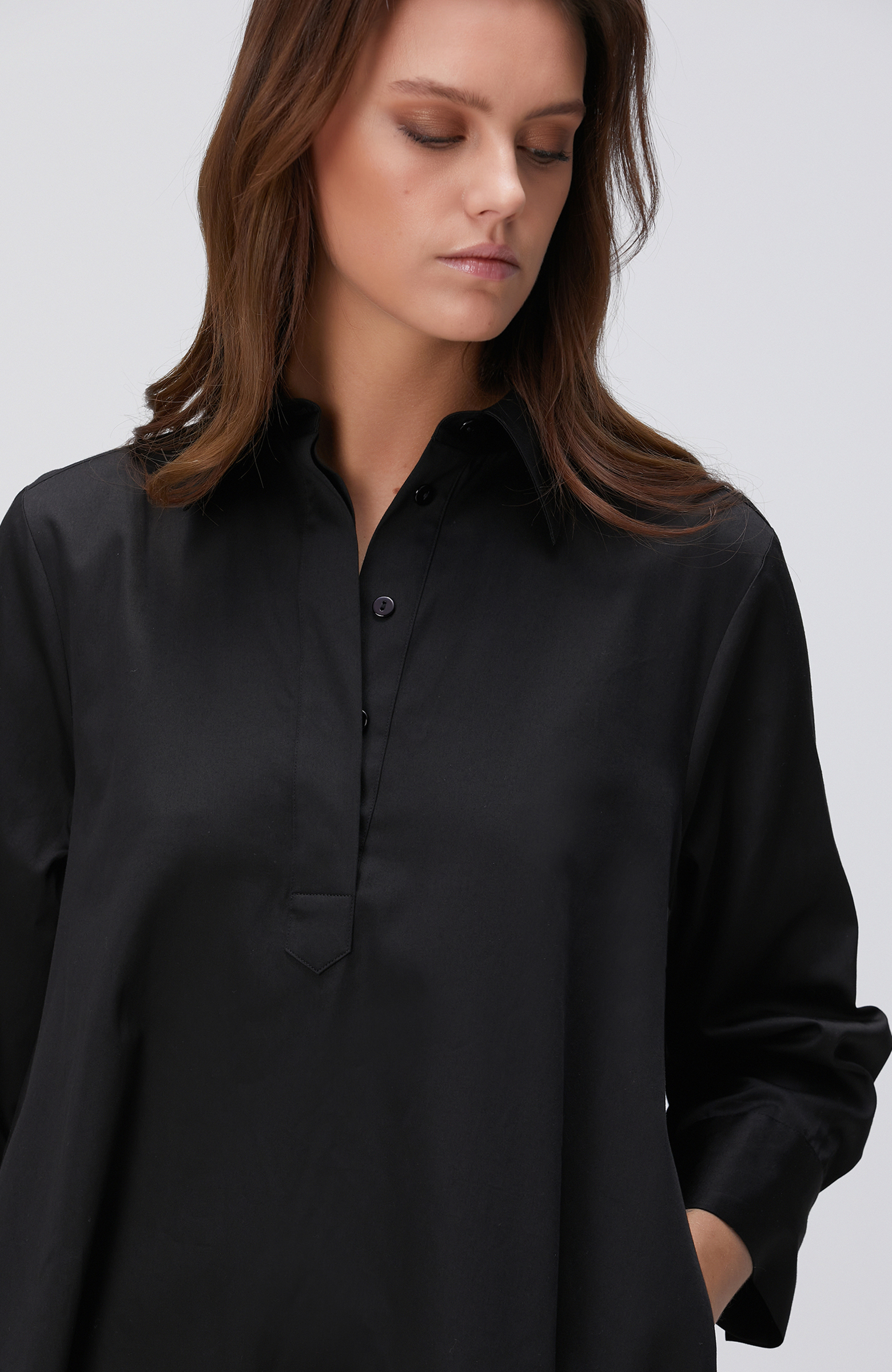 Siyah Mini Gömlek Elbise