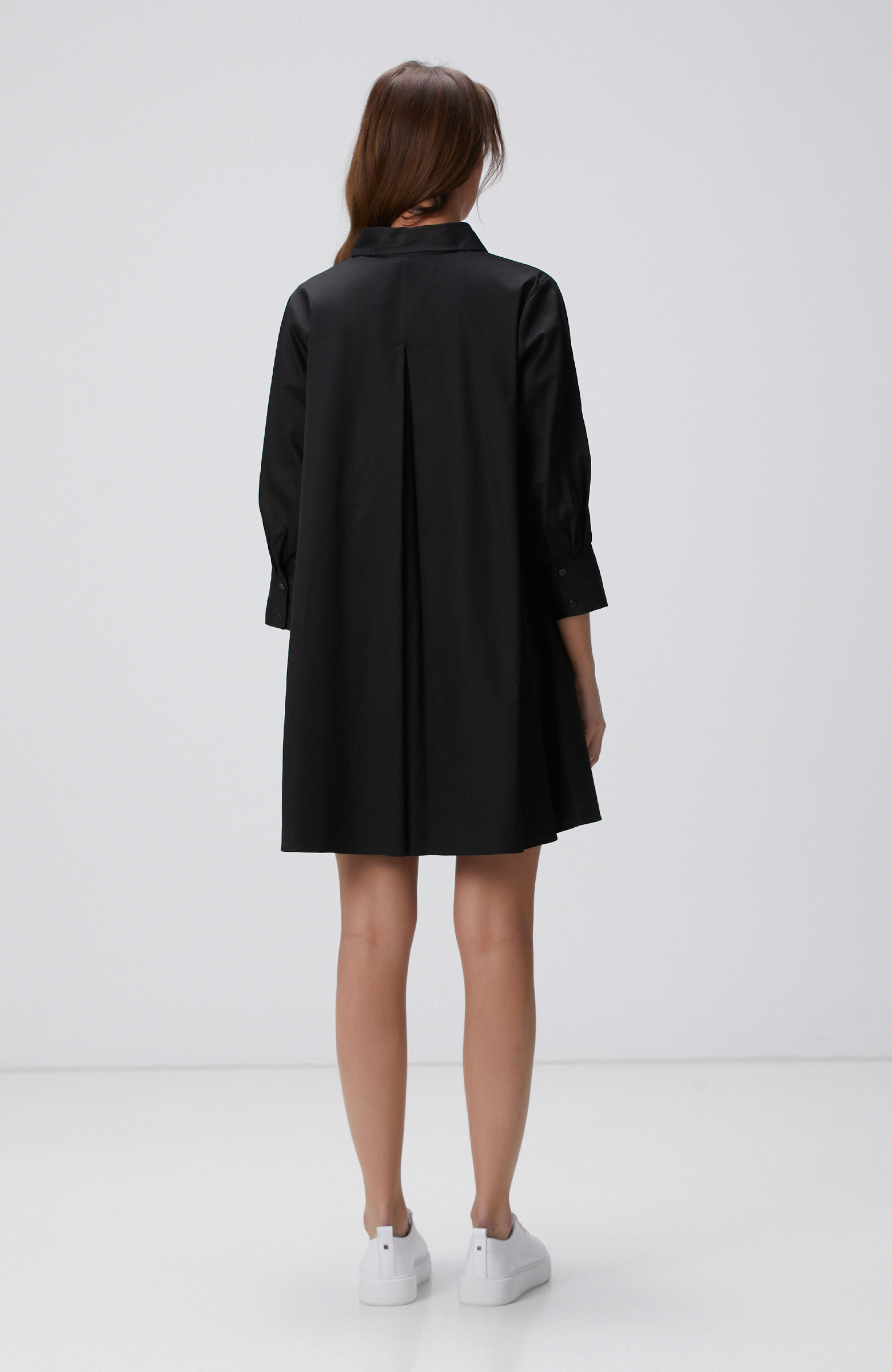 Siyah Mini Gömlek Elbise