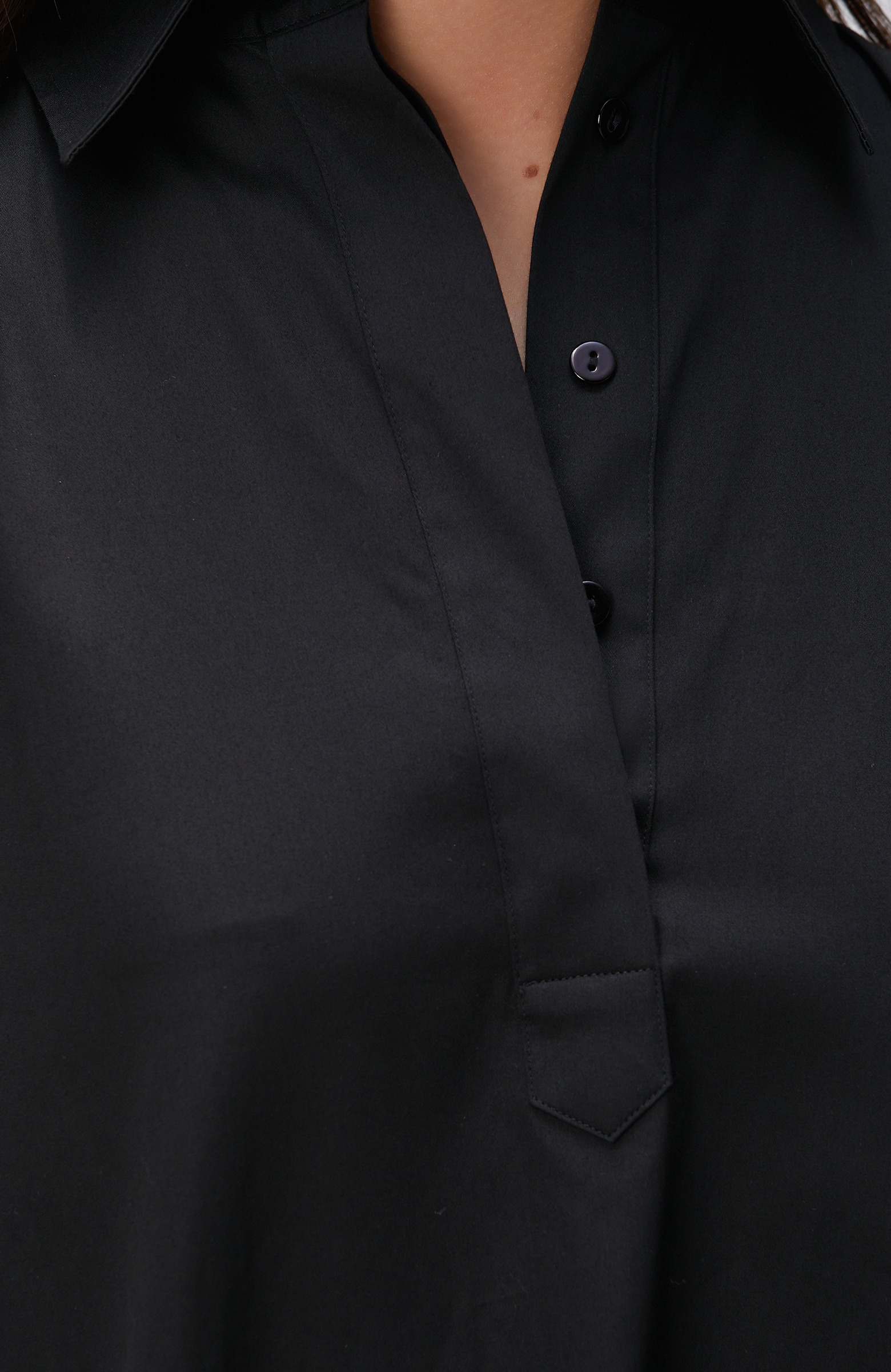 Siyah Mini Gömlek Elbise