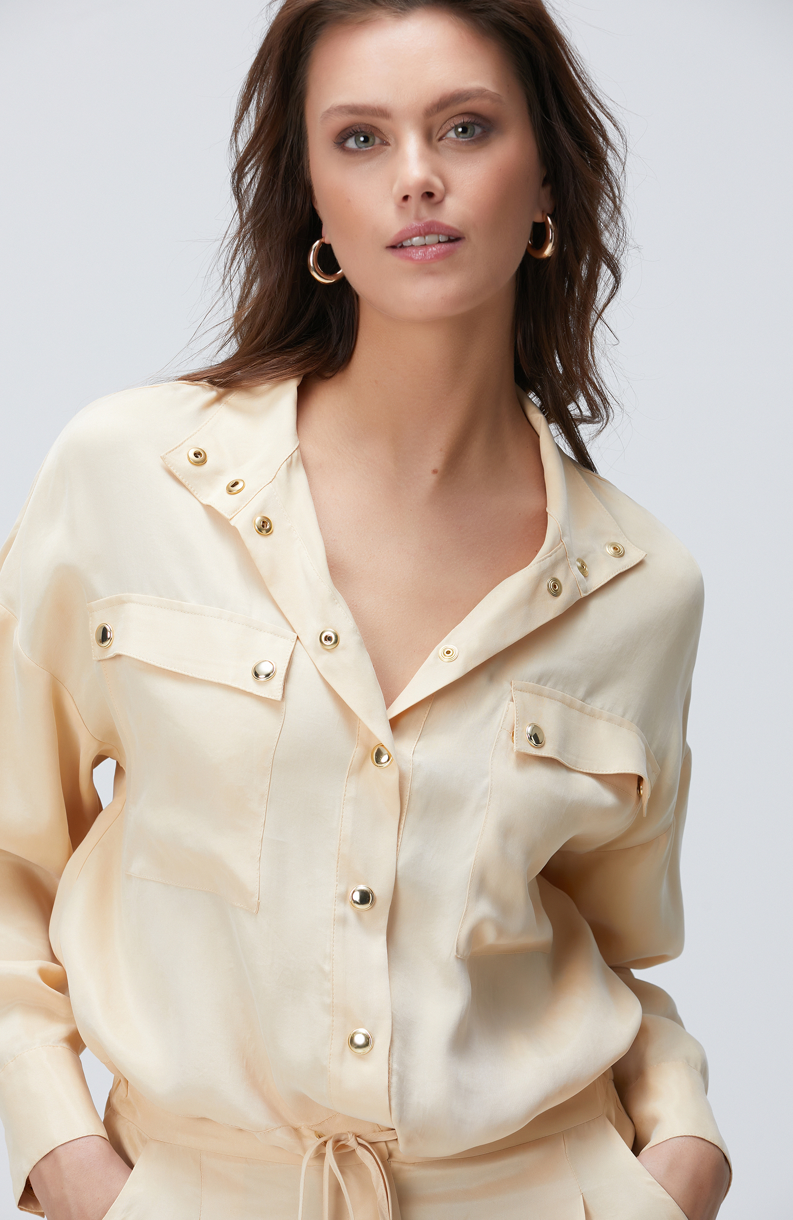 Açık Bej Cupro Gömlek