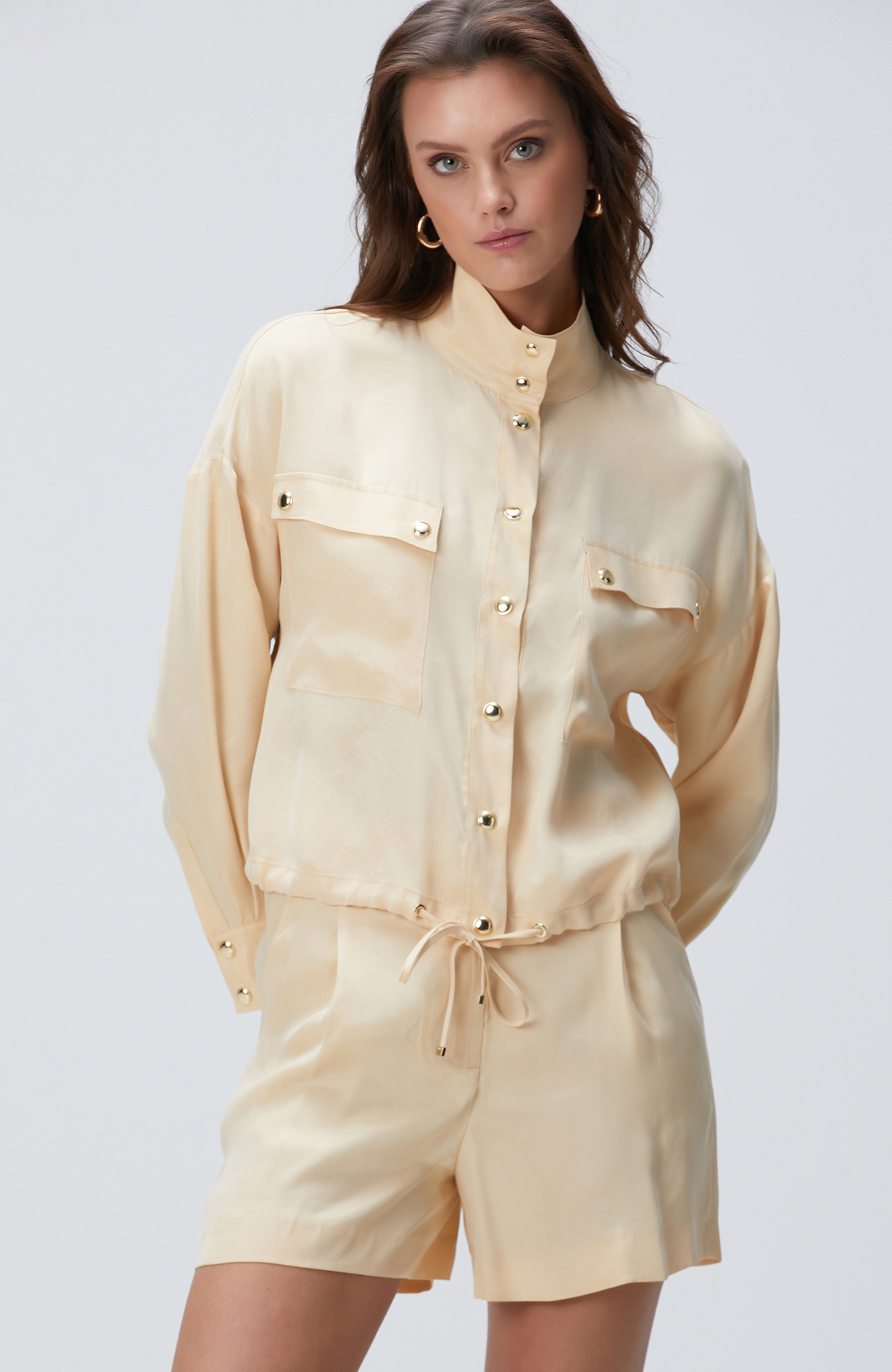 Açık Bej Cupro Gömlek