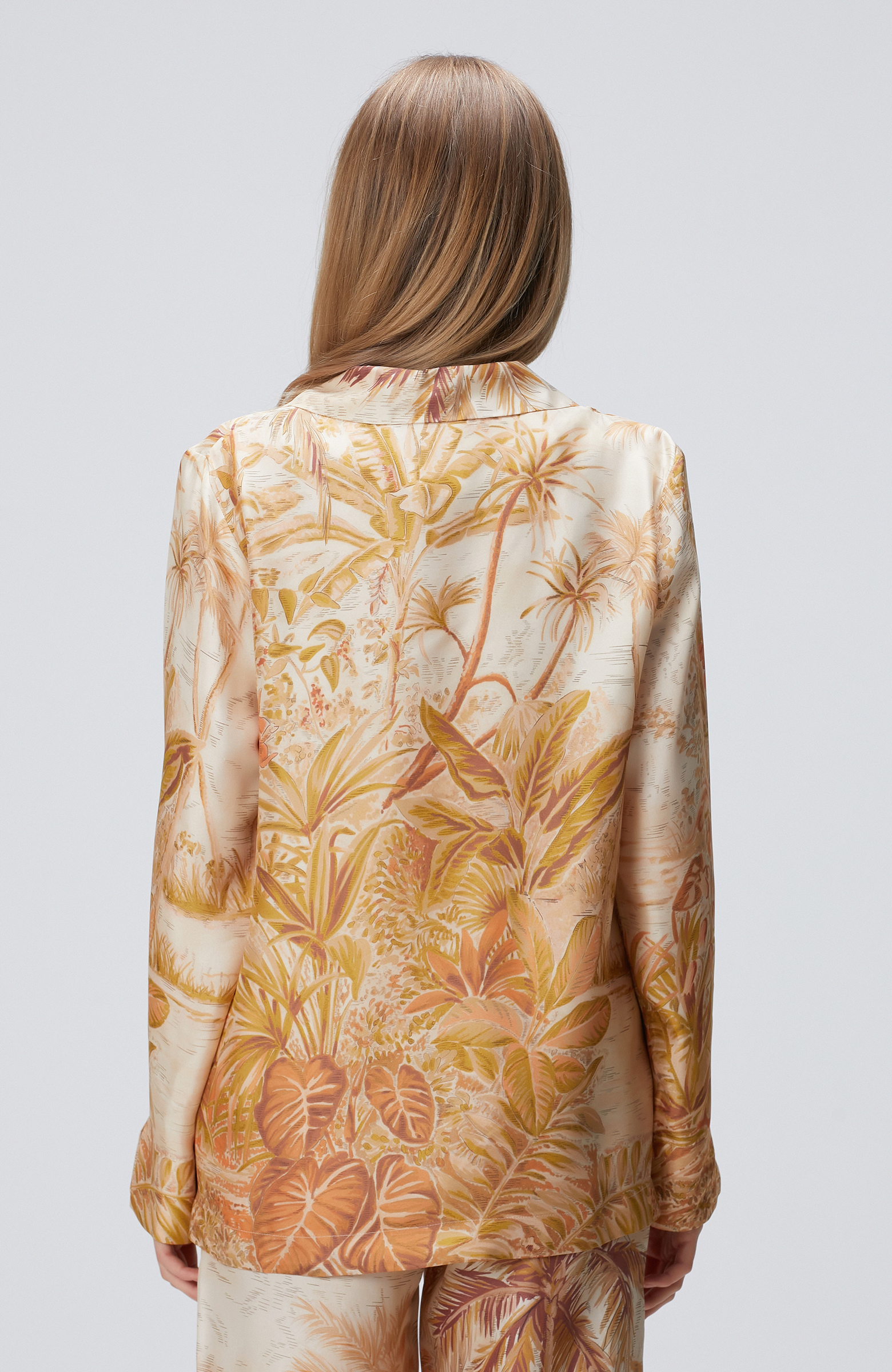 Limited Sarı Desen İpek Karışımlı Desenli Ceket