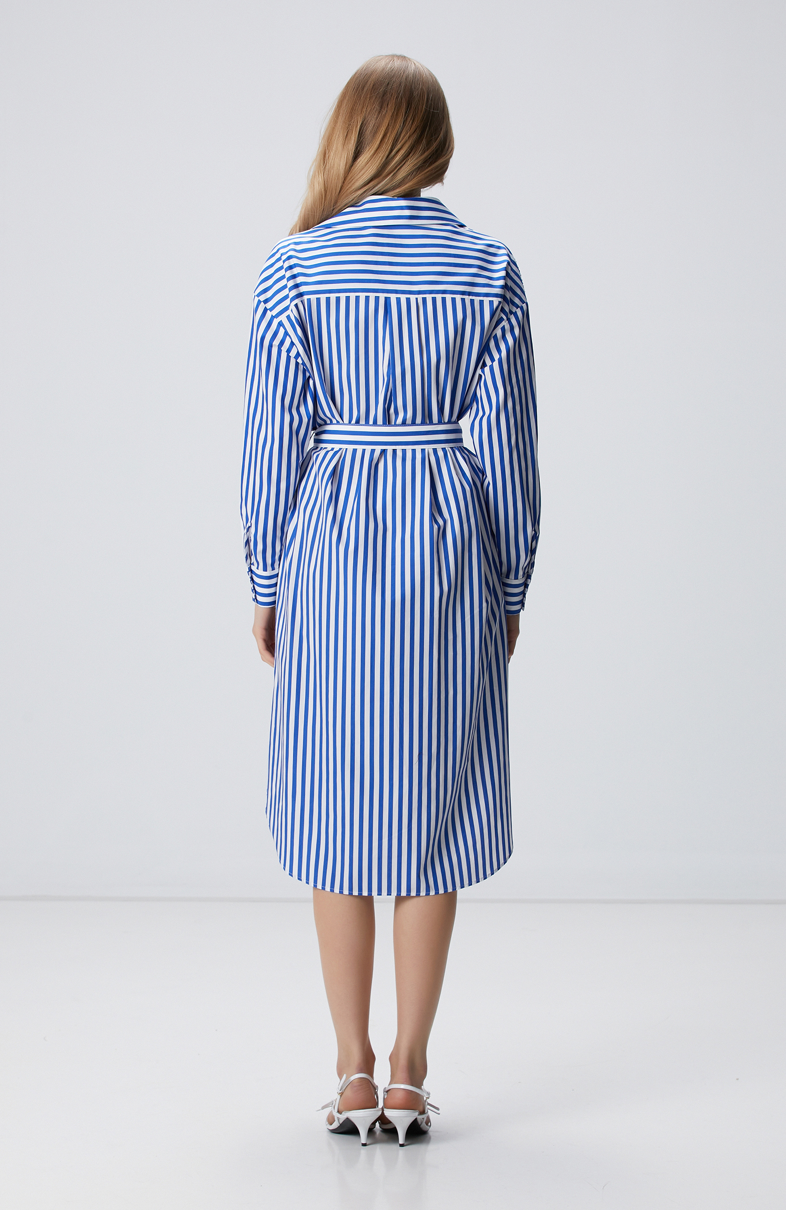 Saks Beyaz Taş Baskılı Midi Elbise