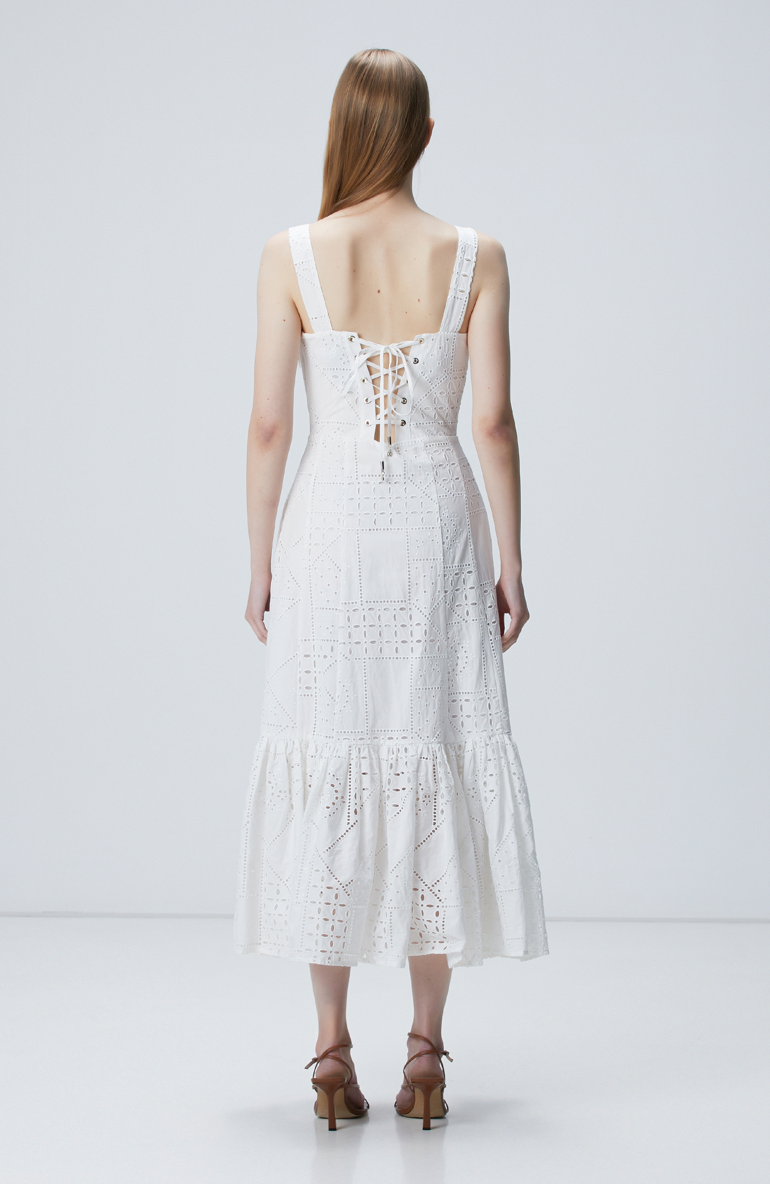 Beyaz Maxi Güpür Elbise