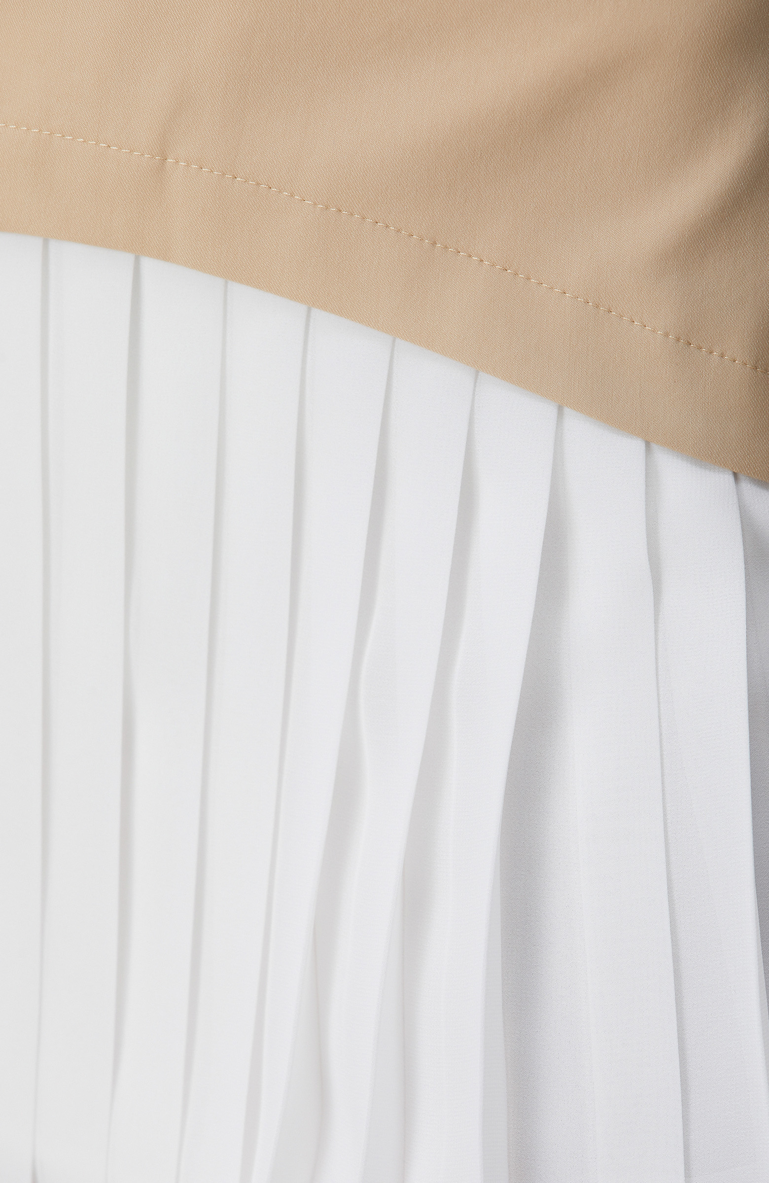 Bej Renk Bloklu Mini Elbise