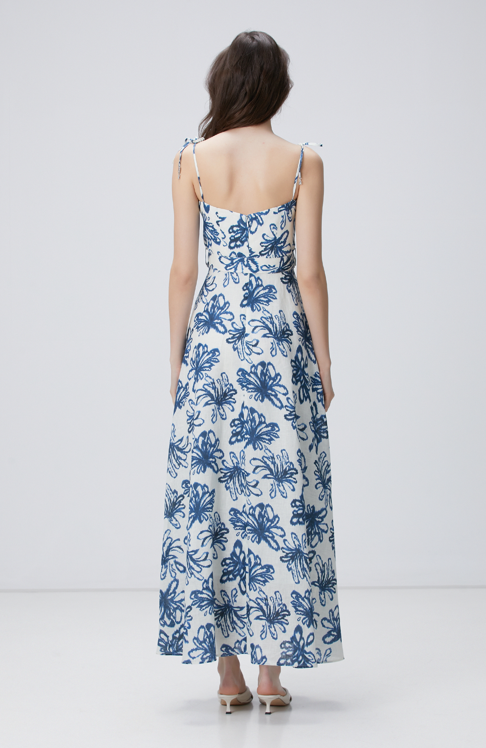 Mavi Maxi Keten Elbise